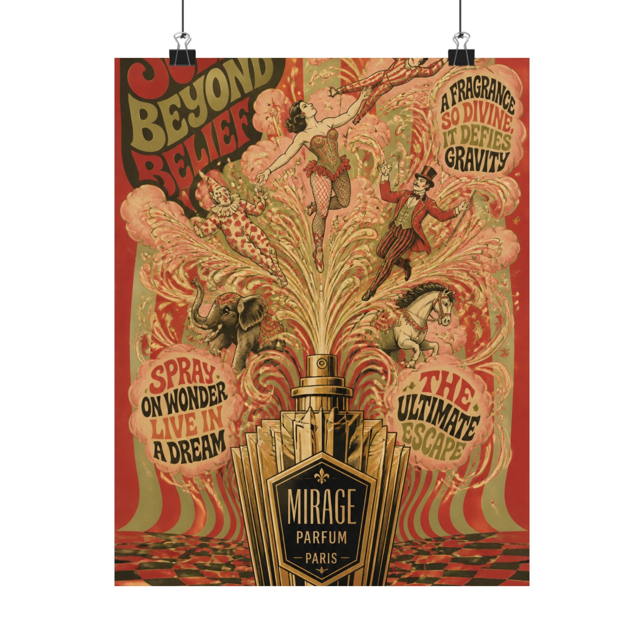 Perfume Bottle Fountain Wall Art Poster 18×24 Psychedelic Cafe Decor Maximalist Print