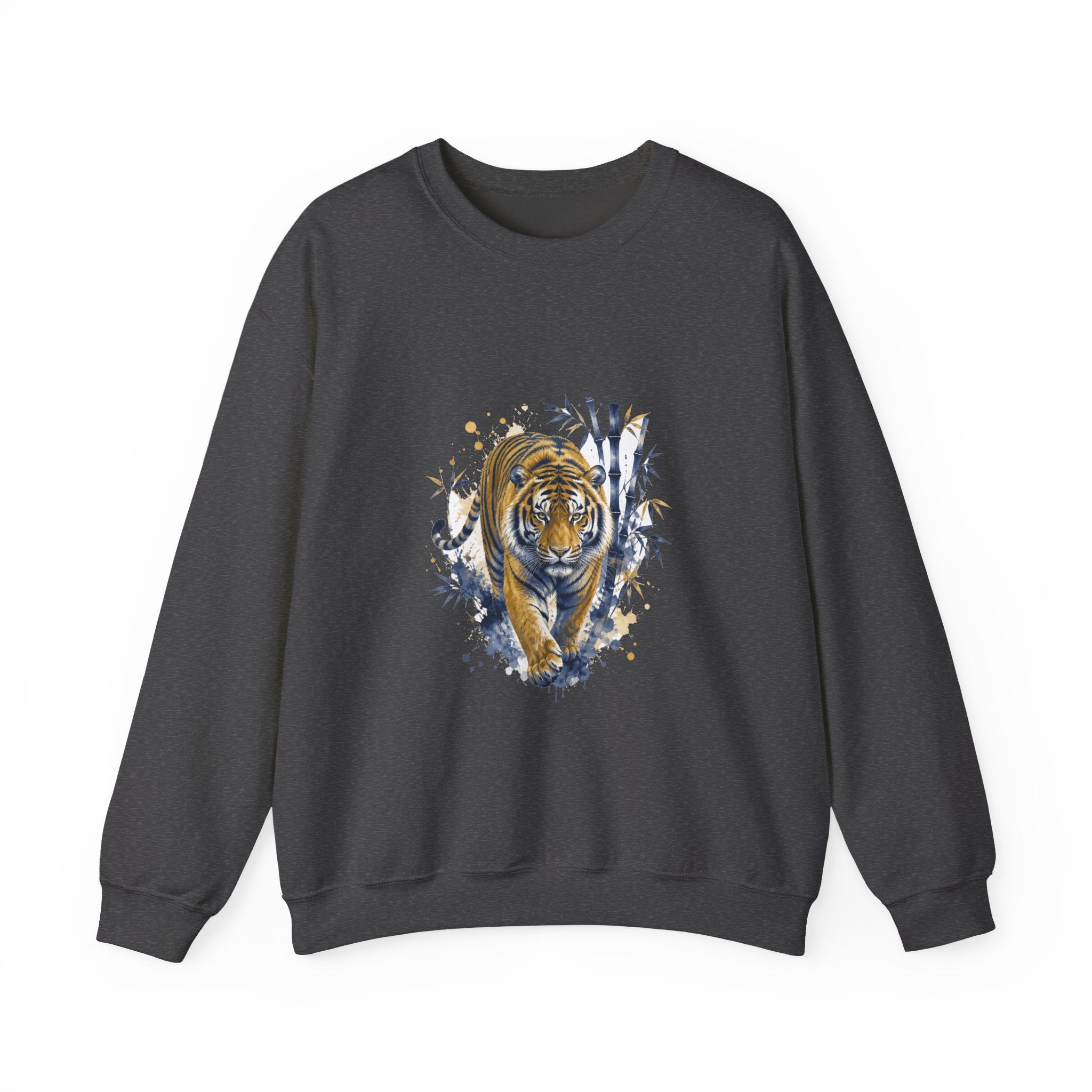 Matching Couple Sweatshirt - Tiger & Crane Matching Couple Crewneck Sweatshirt Watercolor Art His Hers Engagement Gift - Design A