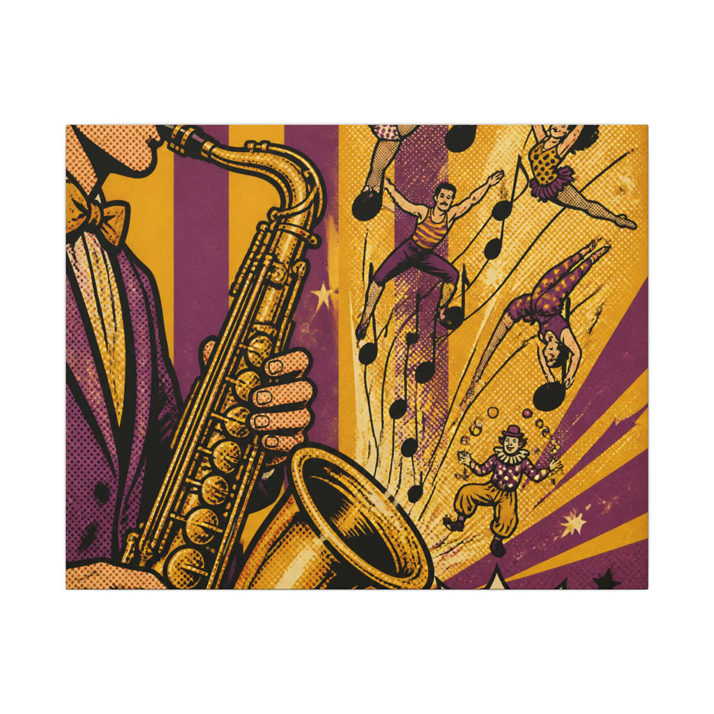 Saxophone Music Circus Wall Art Canvas 16×20 Pop Art Living Room Decor Maximalist Print