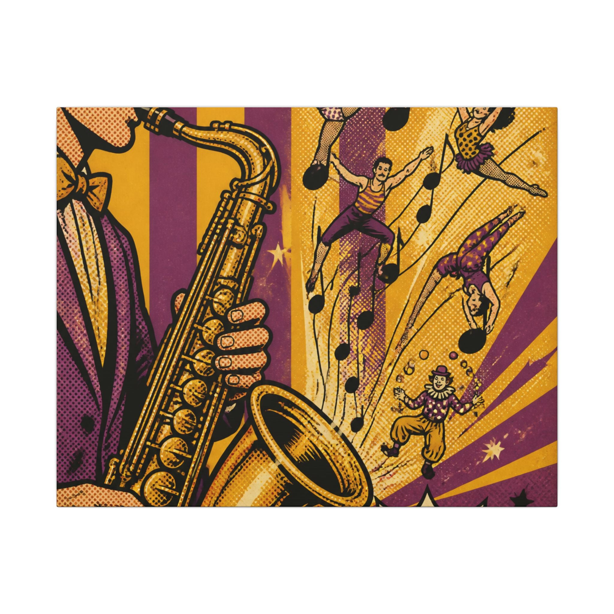 Saxophone Music Circus Wall Art Canvas 16×20 Pop Art Living Room Decor Maximalist Print