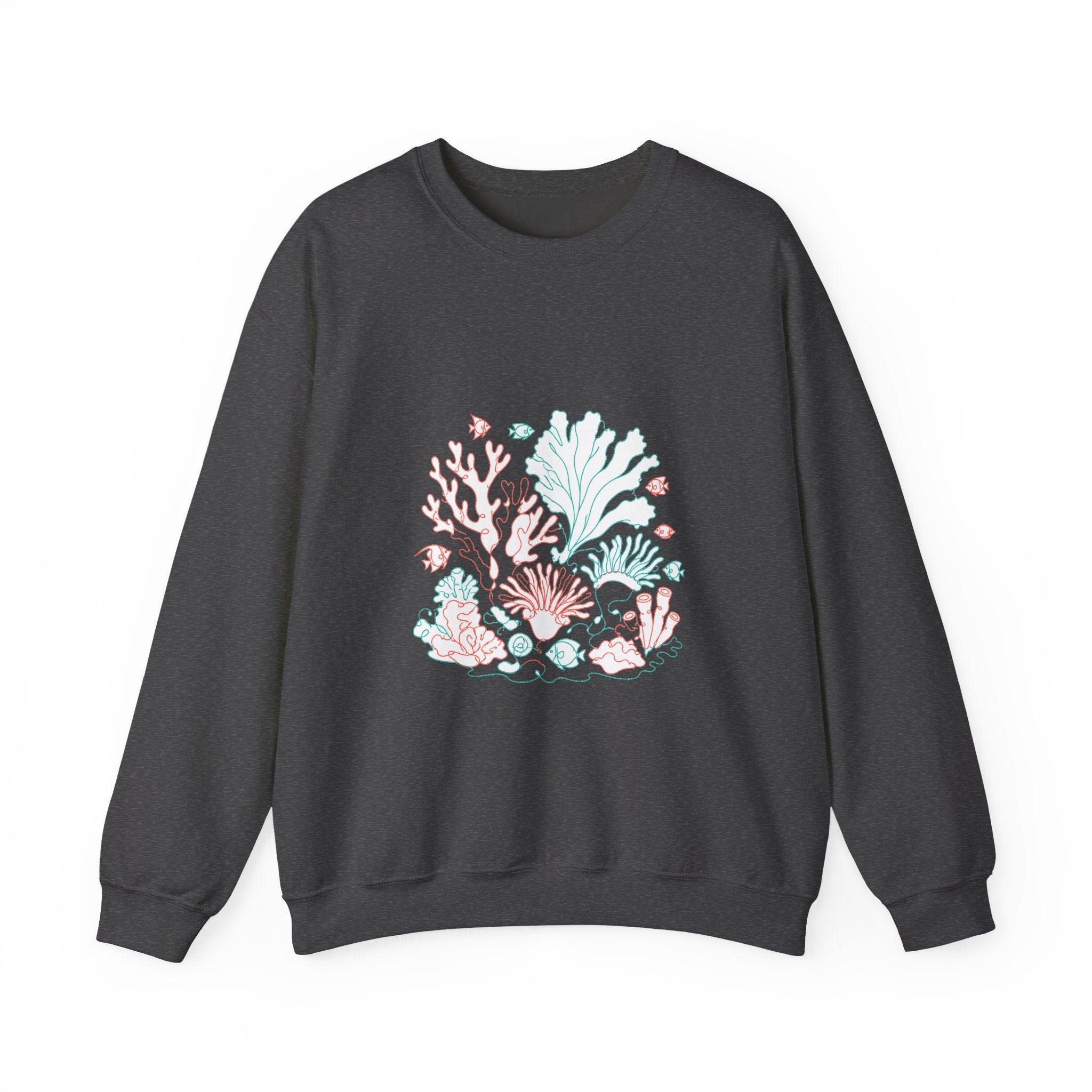 Matching Couple Sweatshirt - Coral Reef & Deep Sea Matching Couple Crewneck Sweatshirt Minimalist Art His Hers Valentine Gift - Design A