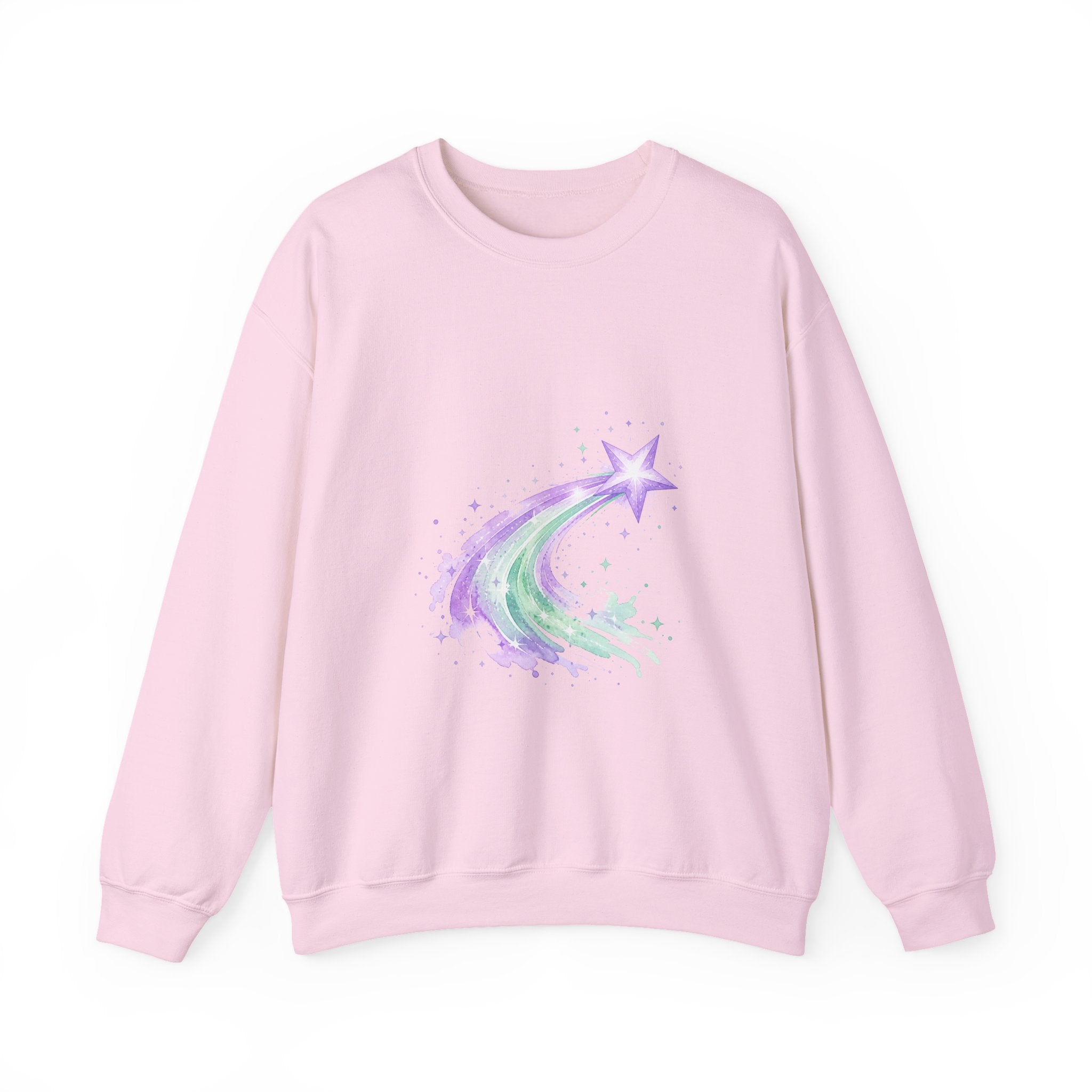 Matching Couple Sweatshirt - Shooting Star & North Star Matching Couple Crewneck Sweatshirt Watercolor Art His Hers Engagement Gift - Design A