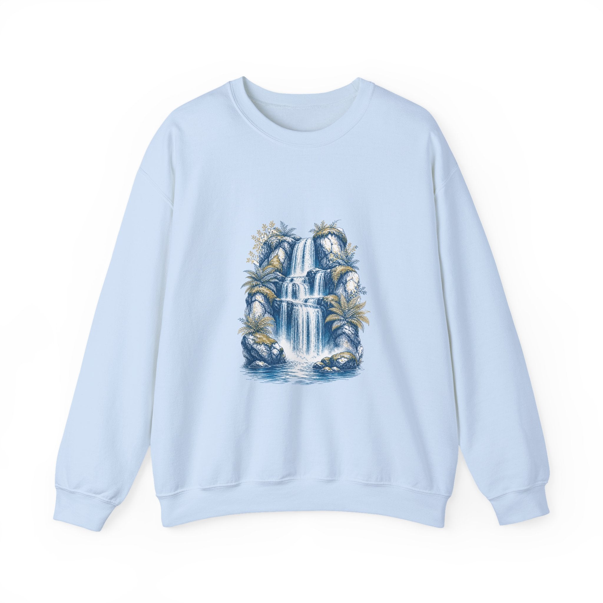 Matching Couple Sweatshirt - Wildfire & Waterfall Matching Couple Premium Fleece Sweatshirt Hand-Drawn Art His Hers Anniversary Gift - Design B