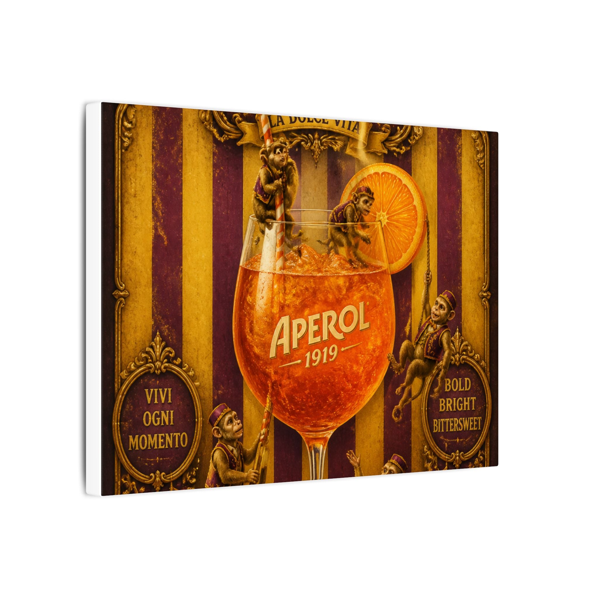 Aperol Spritz Monkeys Wall Art Canvas 24×36 Baroque Studio Decor Maximalist Print