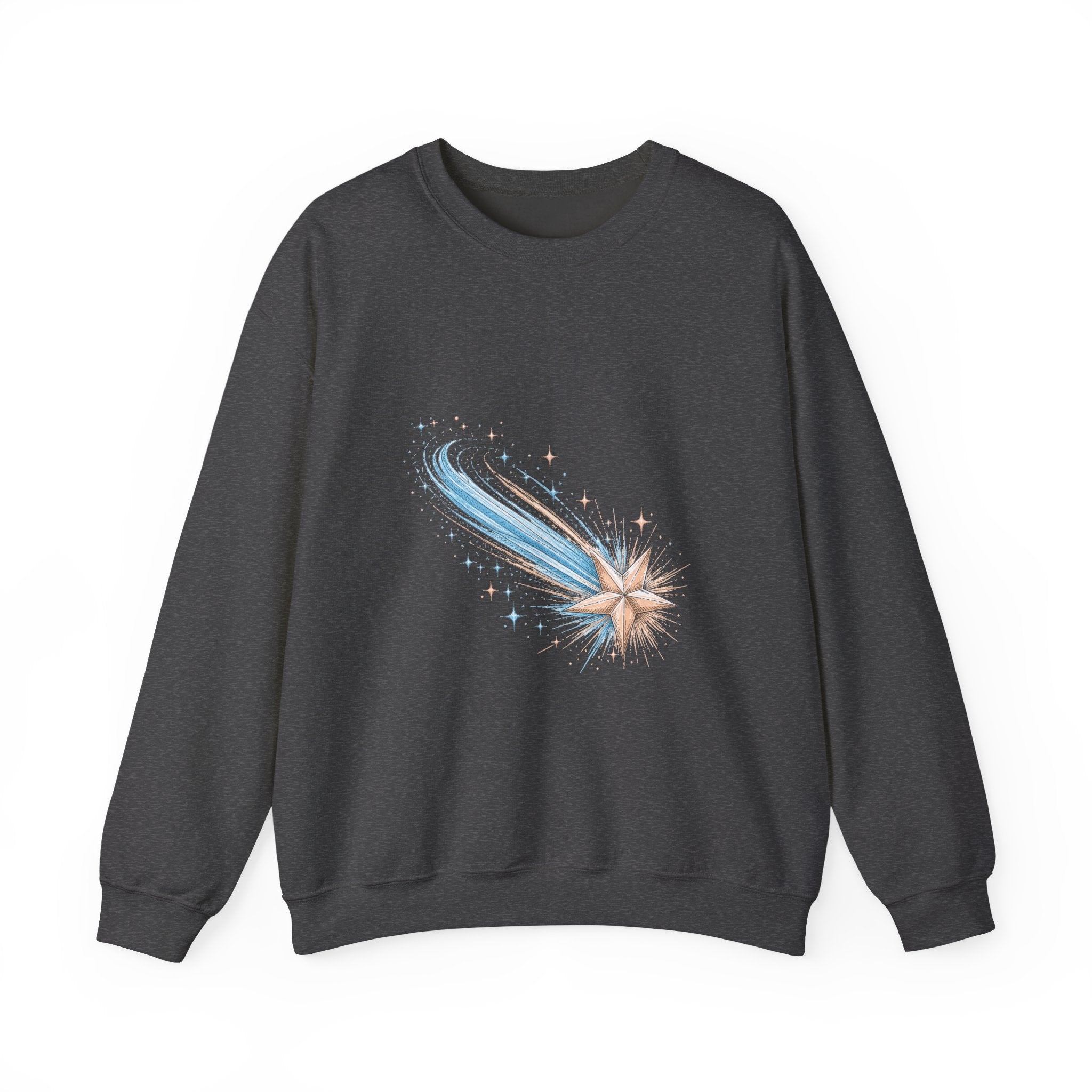 Matching Couple Sweatshirt - Shooting Star & North Star Matching Couple Premium Fleece Sweatshirt Hand-Drawn Art His Hers Anniversary Gift - Design A