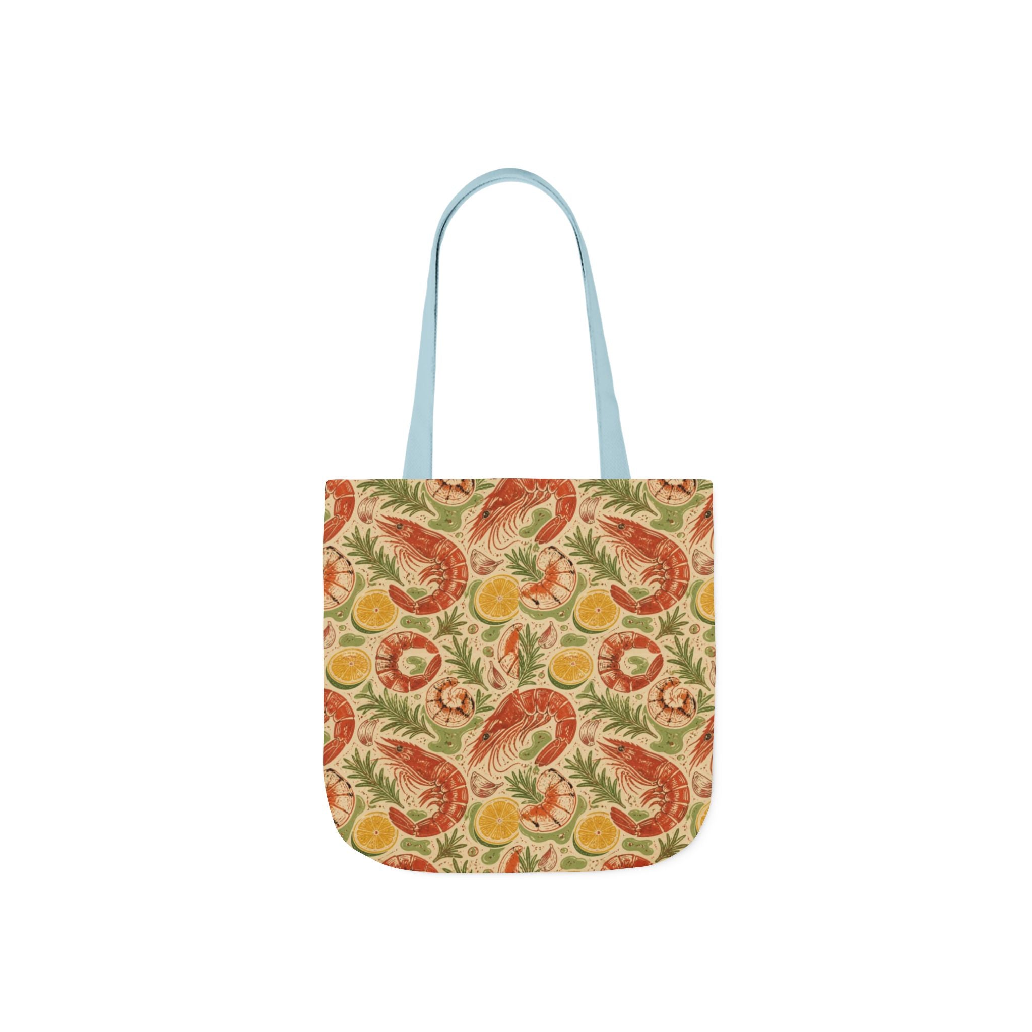 Mediterranean Shrimp Canvas Tote Bag Mediterranean Kitchen Linocut Design Italian Cottagecore Gift