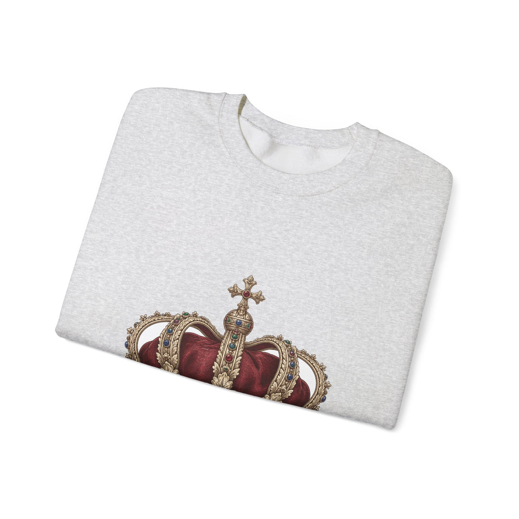 Matching Couple Sweatshirt - Crown & Shield Matching Couple Crewneck Sweatshirt Vintage Art His Hers Wedding Gift - Design A