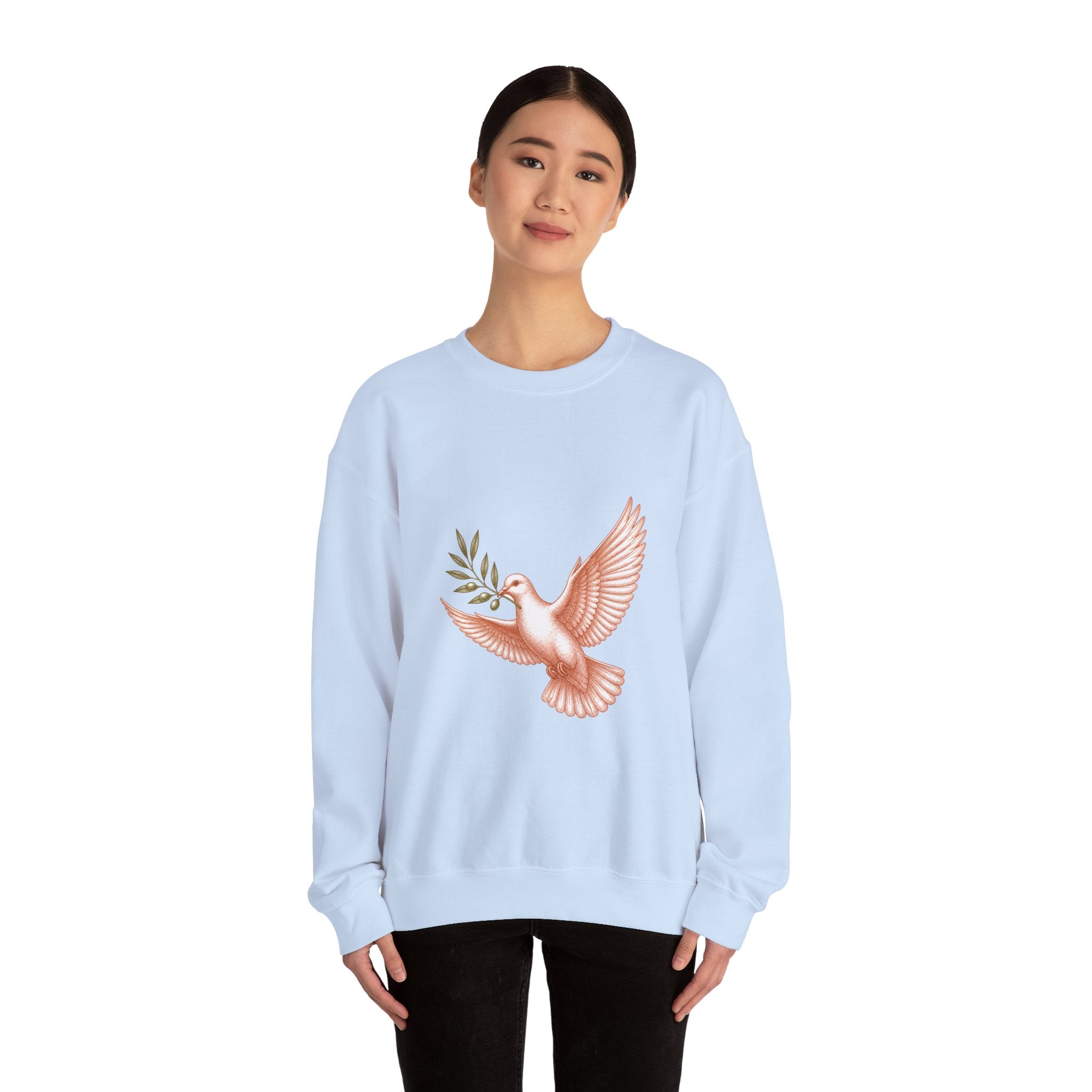 Matching Couple Sweatshirt - Wolf & Dove Matching Couple Crewneck Sweatshirt Vintage Art His Hers Wedding Gift - Design B