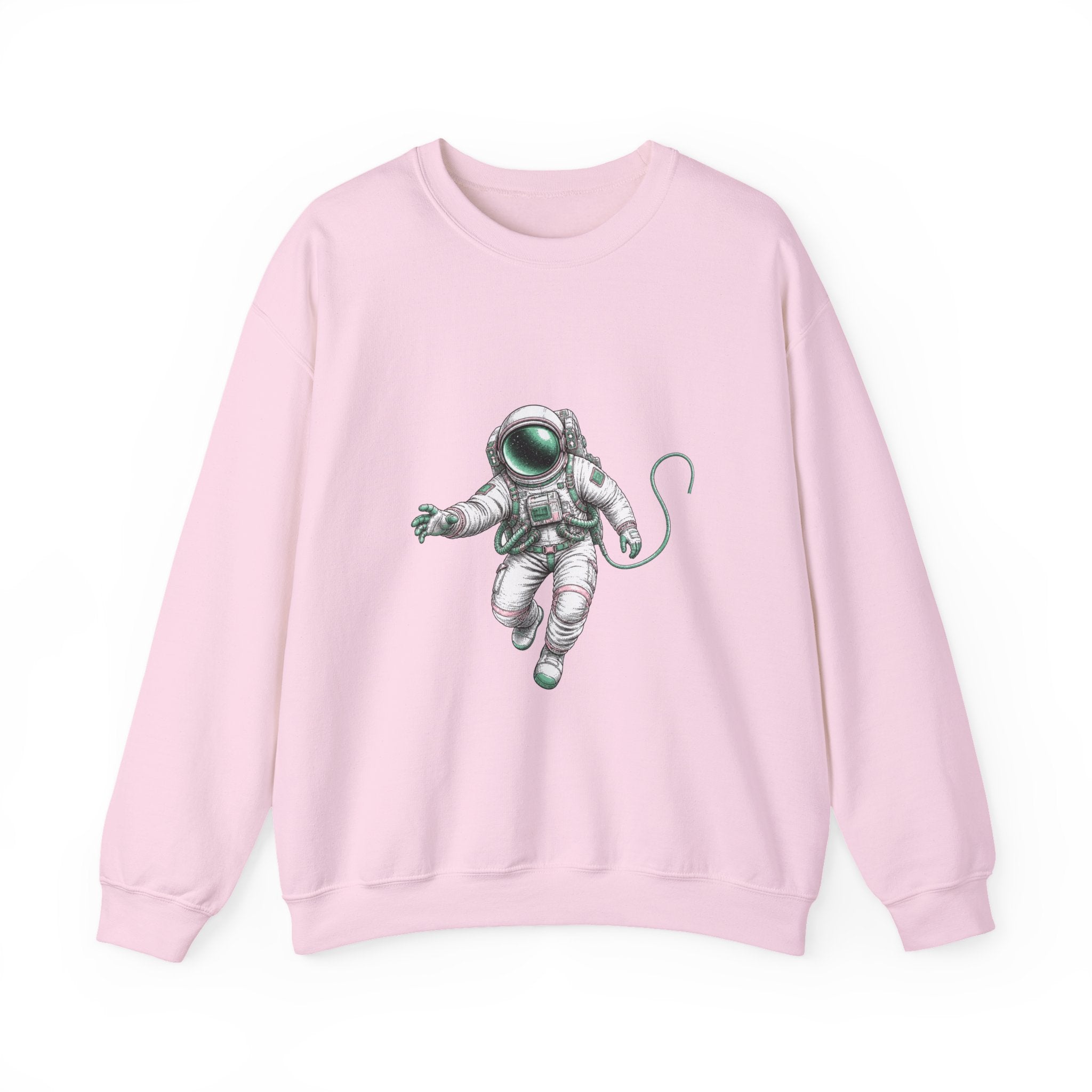 Matching Couple Sweatshirt - Astronaut & Planet Matching Couple Premium Fleece Sweatshirt Hand-Drawn Art His Hers Anniversary Gift - Design A