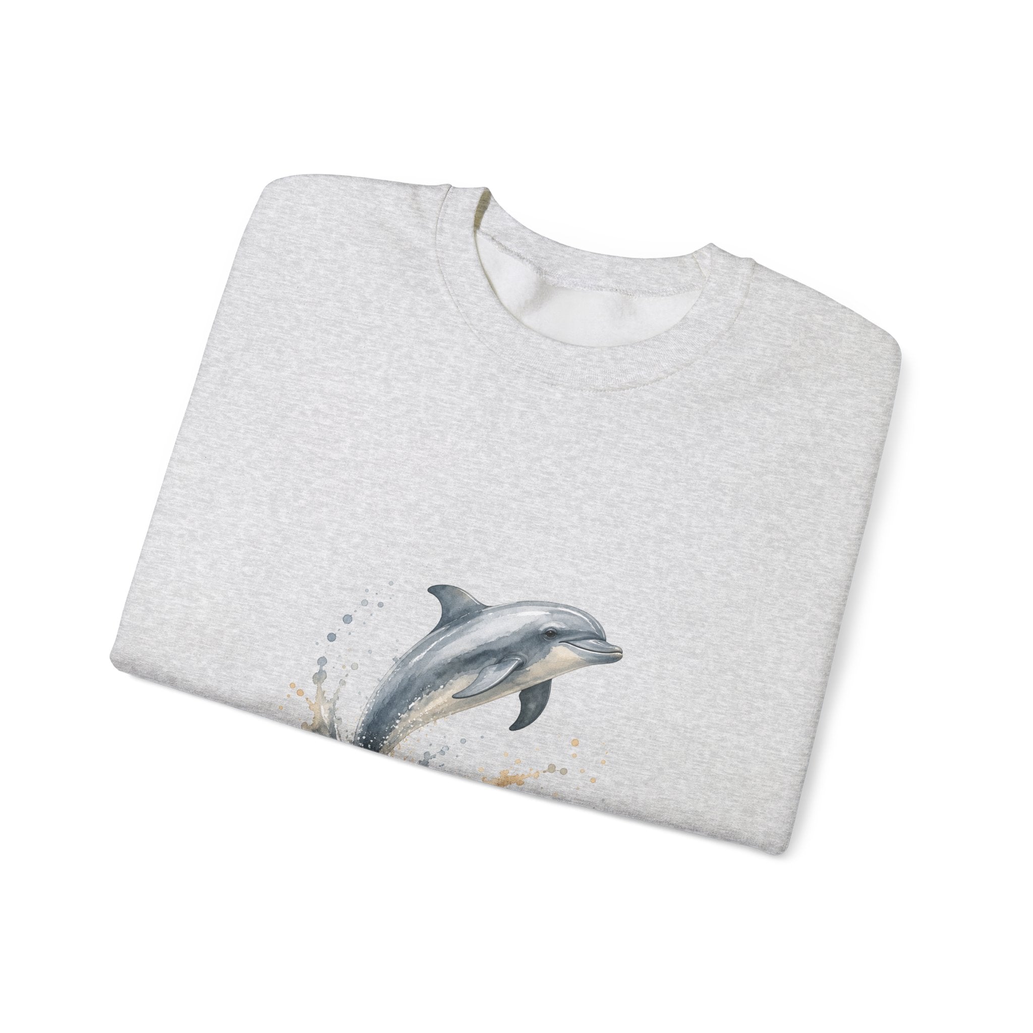Matching Couple Sweatshirt - Shark & Dolphin Matching Couple Comfort Colors Crew Watercolor Art His Hers Birthday Gift - Design B