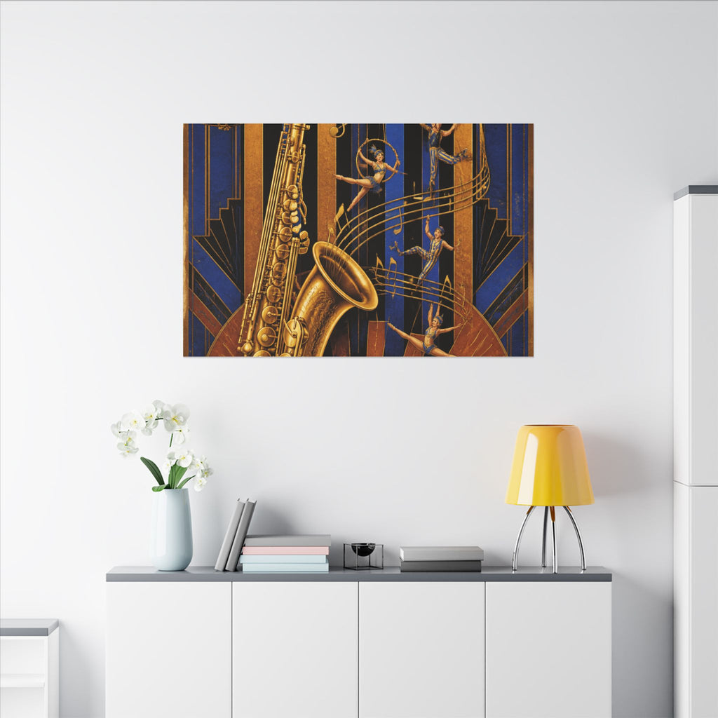 Saxophone Music Circus Wall Art Canvas 16×20 Art Deco Entryway Decor Maximalist Print