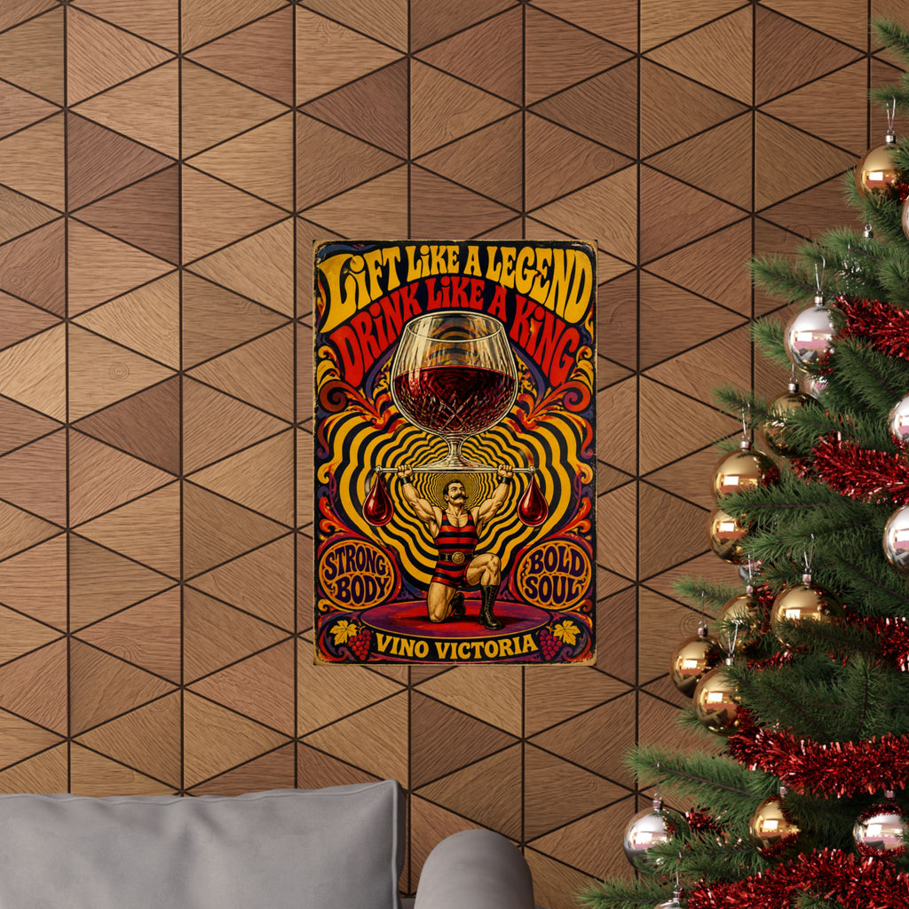 Wine Glass Strongman Wall Art Poster 18×24 Psychedelic Cafe Decor Maximalist Print