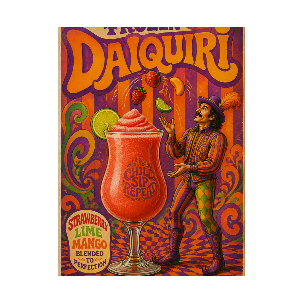 Daiquiri Fruit Juggler Wall Art Poster 24×36 Psychedelic Dining Room Decor Maximalist Print