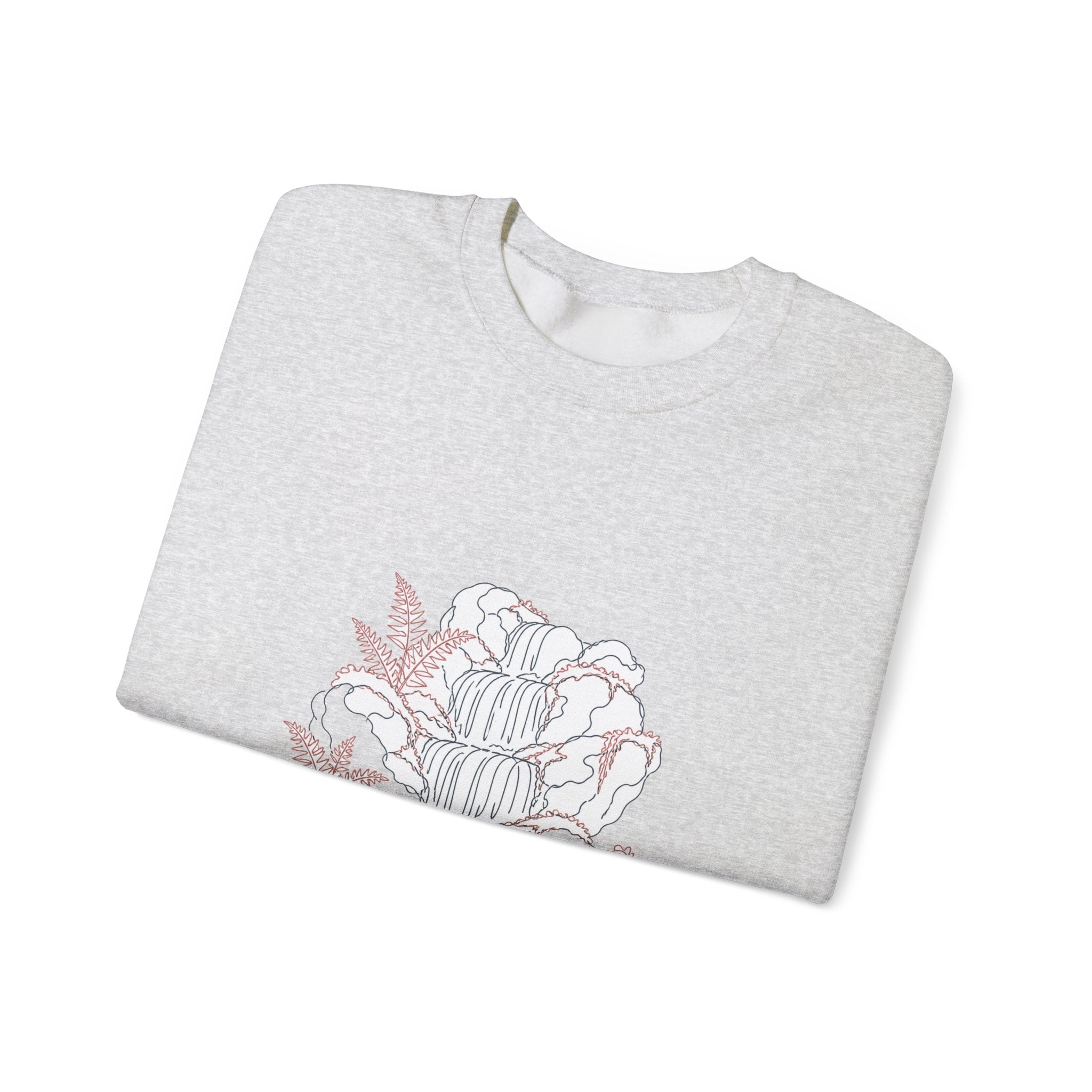 Matching Couple Sweatshirt - Wildfire & Waterfall Matching Couple Crewneck Sweatshirt Minimalist Art His Hers Valentine Gift - Design B