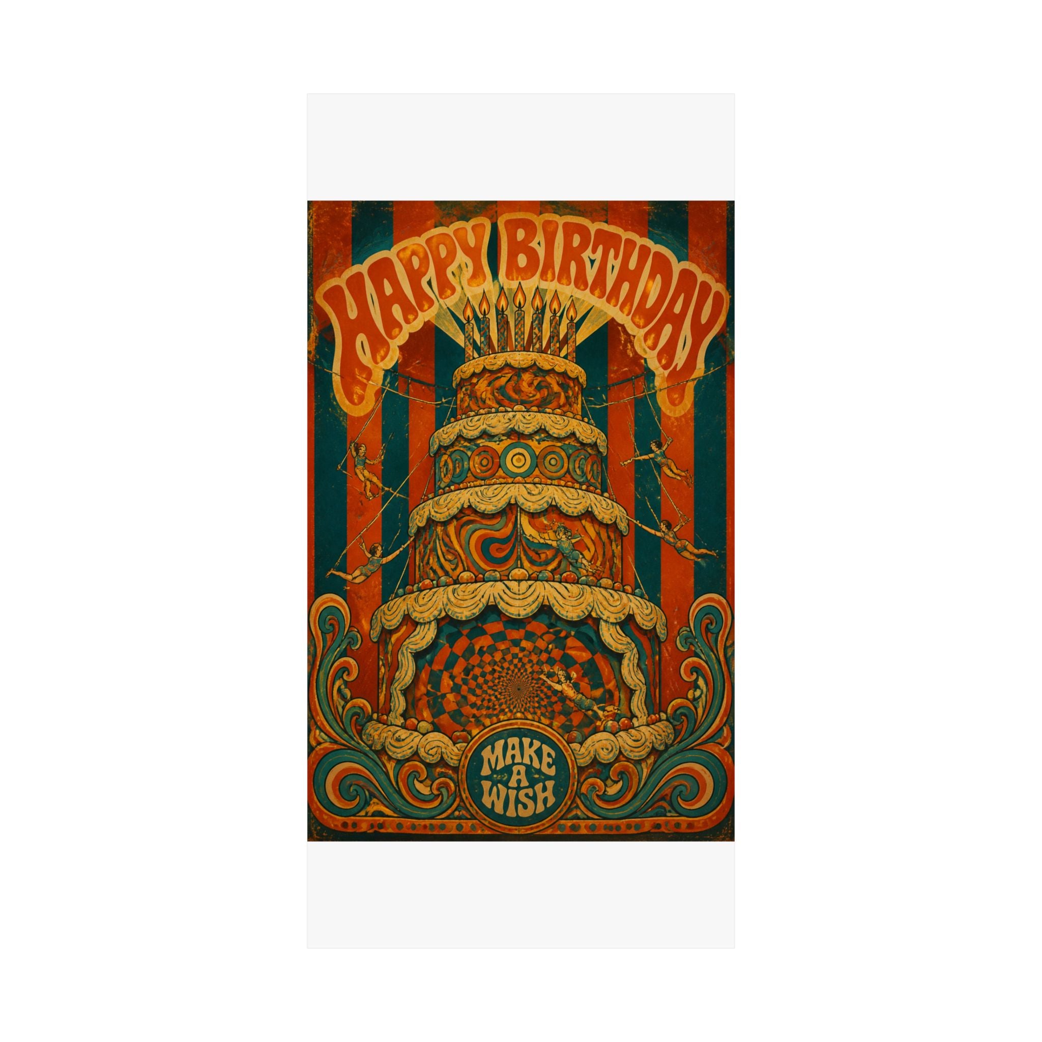 Birthday Cake Trapeze Wall Art Poster 18×24 Psychedelic Cafe Decor Maximalist Print