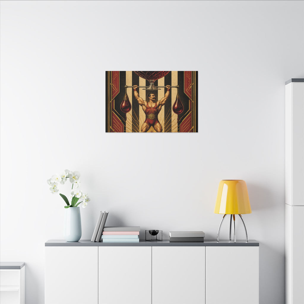 Wine Glass Strongman Wall Art Canvas 16×20 Art Deco Entryway Decor Maximalist Print