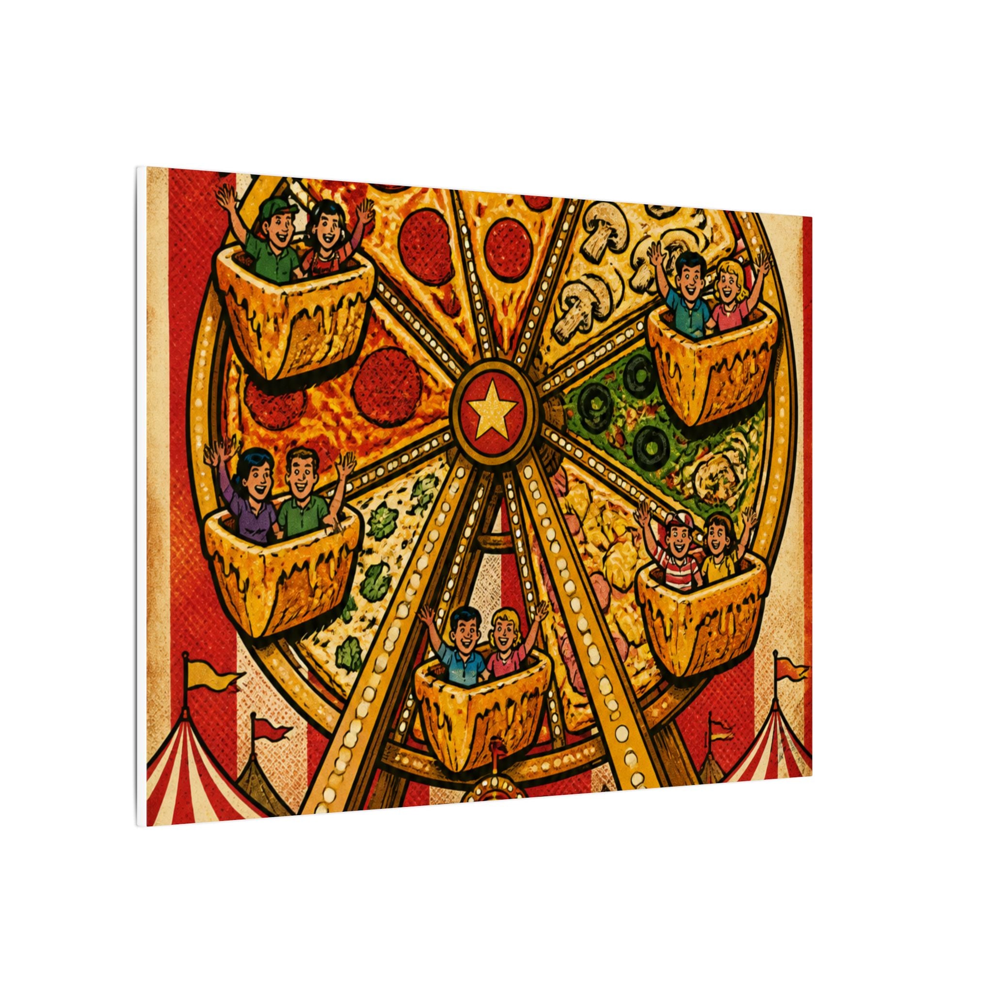 Pizza Ferris Wheel Wall Art Canvas 16×20 Pop Art Living Room Decor Maximalist Print