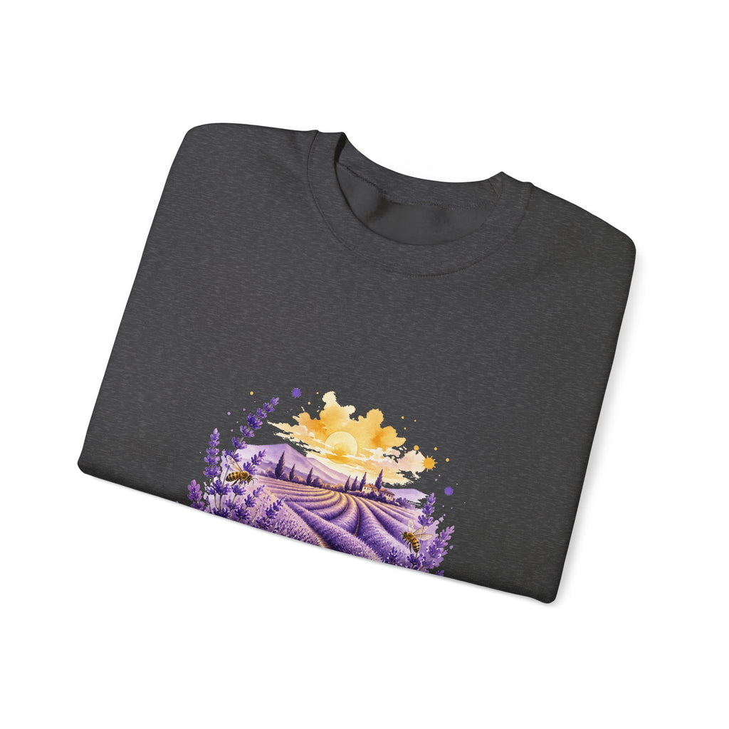 Matching Couple Sweatshirt - Lavender Fields & Canyon Matching Couple Premium Fleece Sweatshirt Watercolor Art His Hers Birthday Gift - Design A