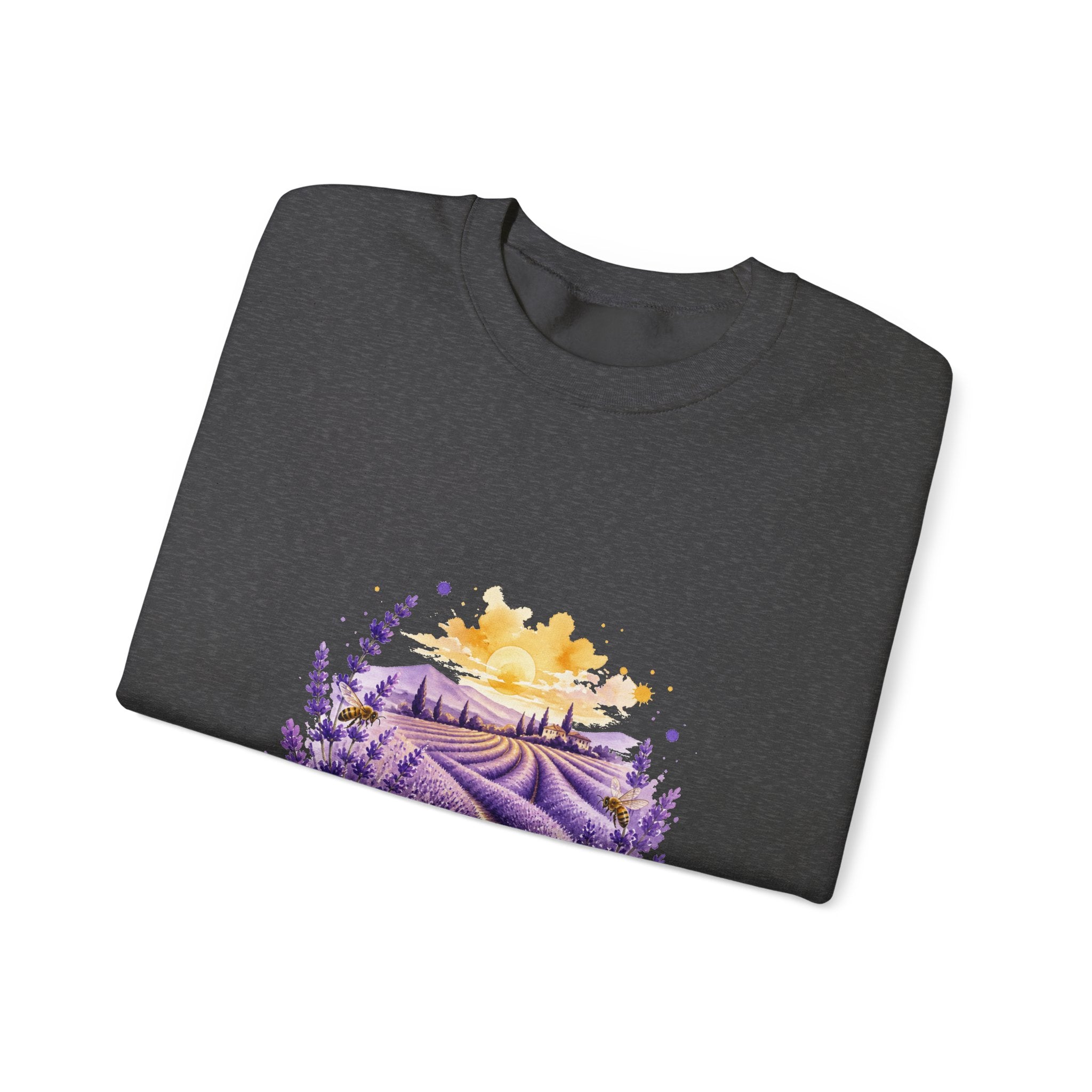 Matching Couple Sweatshirt - Lavender Fields & Canyon Matching Couple Premium Fleece Sweatshirt Watercolor Art His Hers Birthday Gift - Design A
