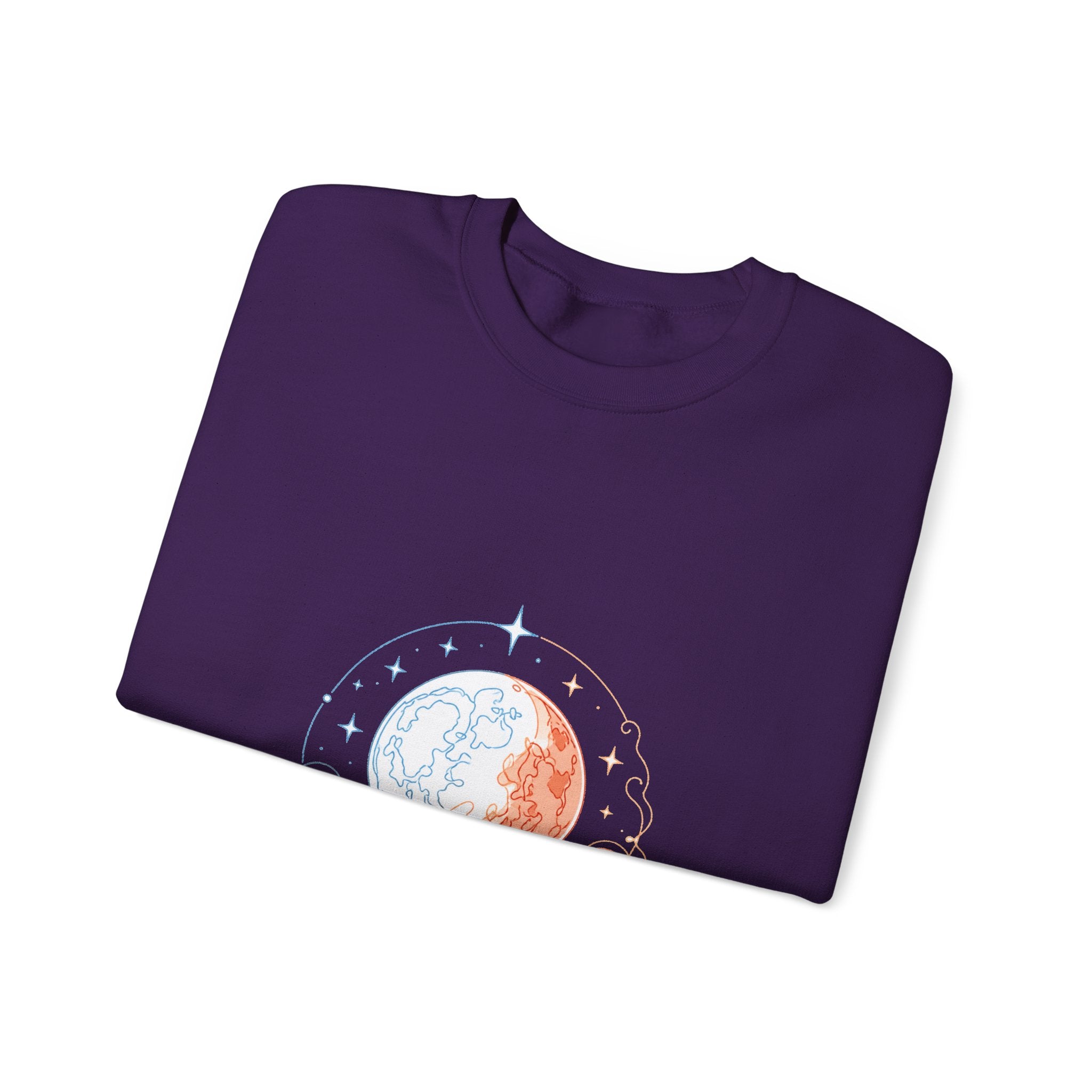 Matching Couple Sweatshirt - Solar & Lunar Eclipse Matching Couple Crewneck Sweatshirt Minimalist Art His Hers Valentine Gift - Design B