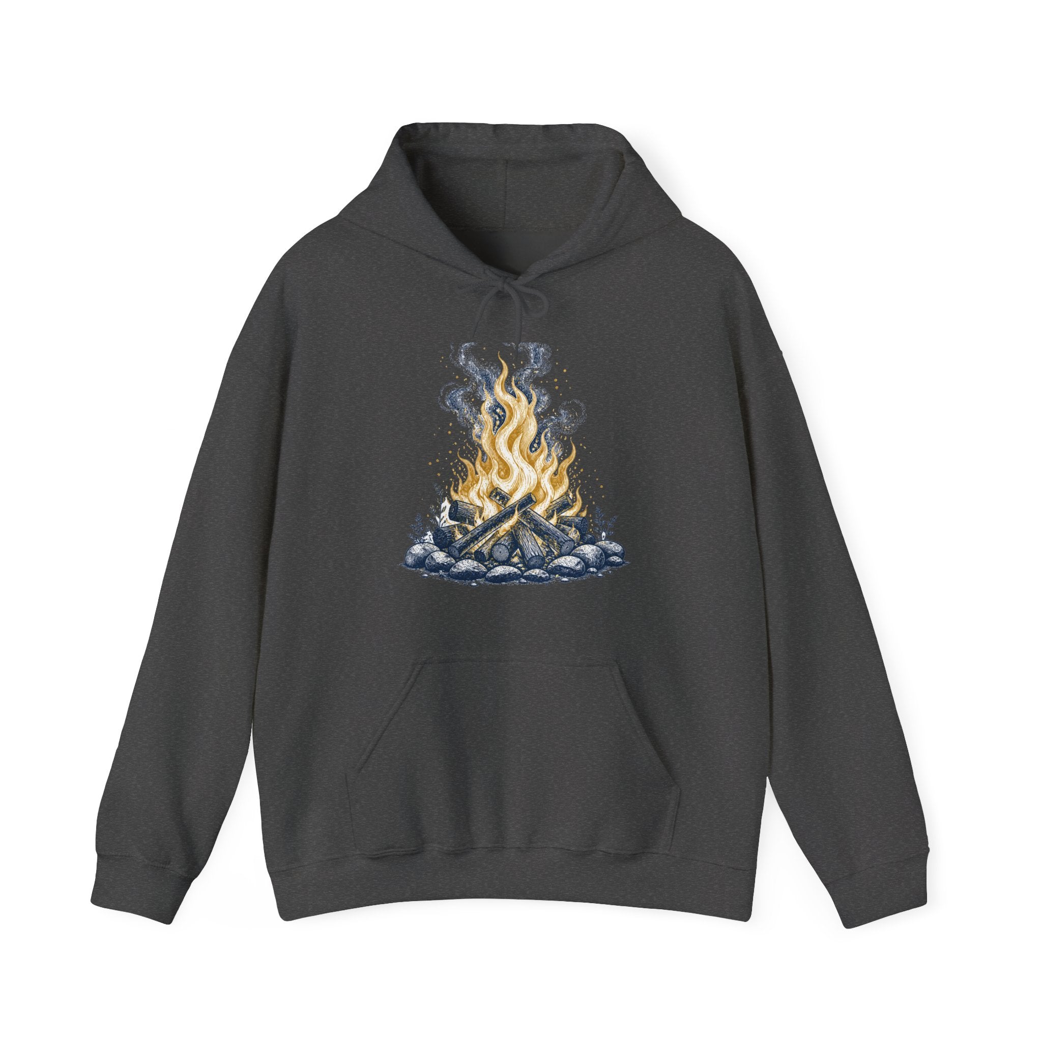 Matching Couple Sweatshirt - Wildfire & Waterfall Matching Couple Hooded Sweatshirt Vintage Art His Hers Wedding Gift - Design A