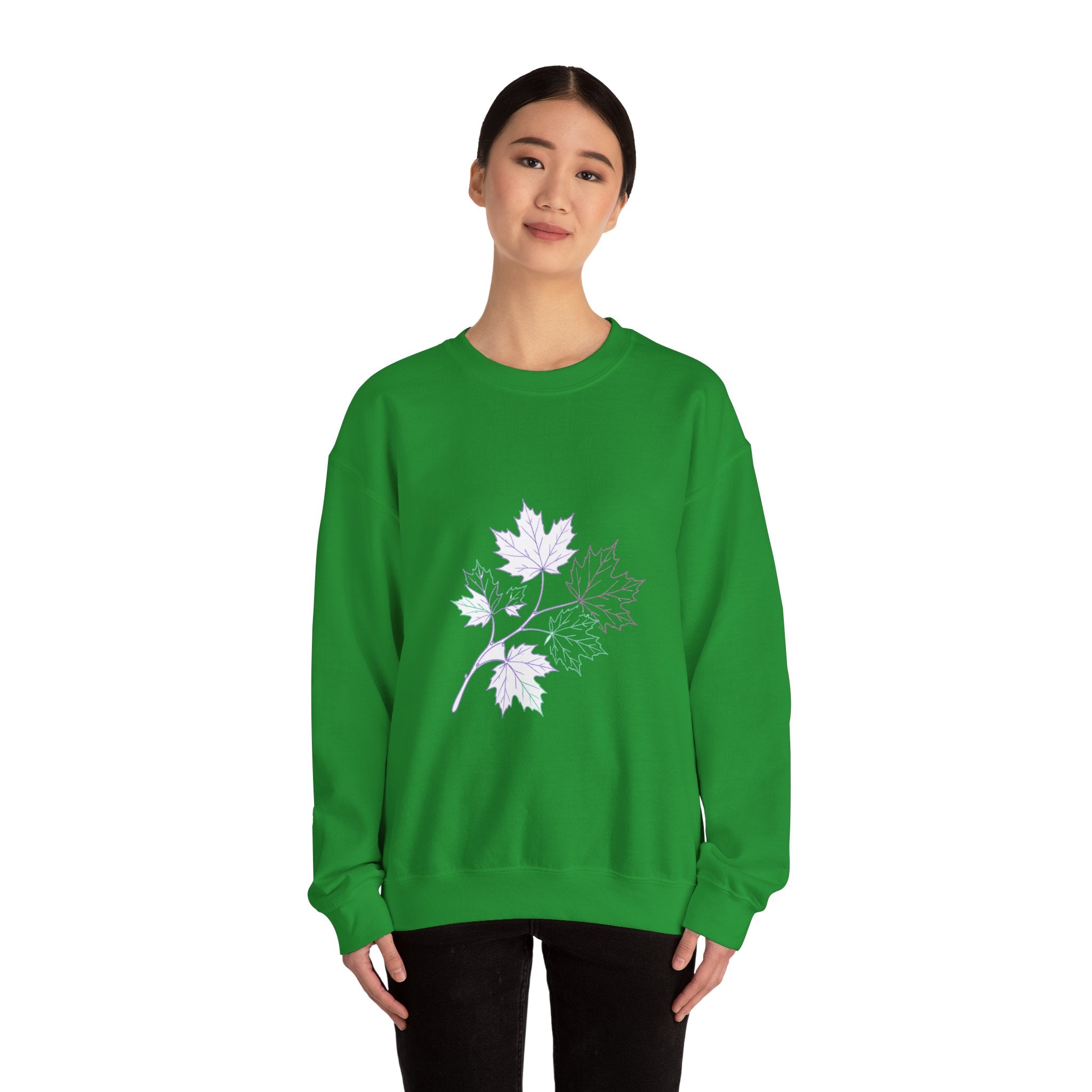 Matching Couple Sweatshirt - Cherry Blossom & Maple Leaf Matching Couple Crewneck Sweatshirt Minimalist Art His Hers Valentine Gift - Design B