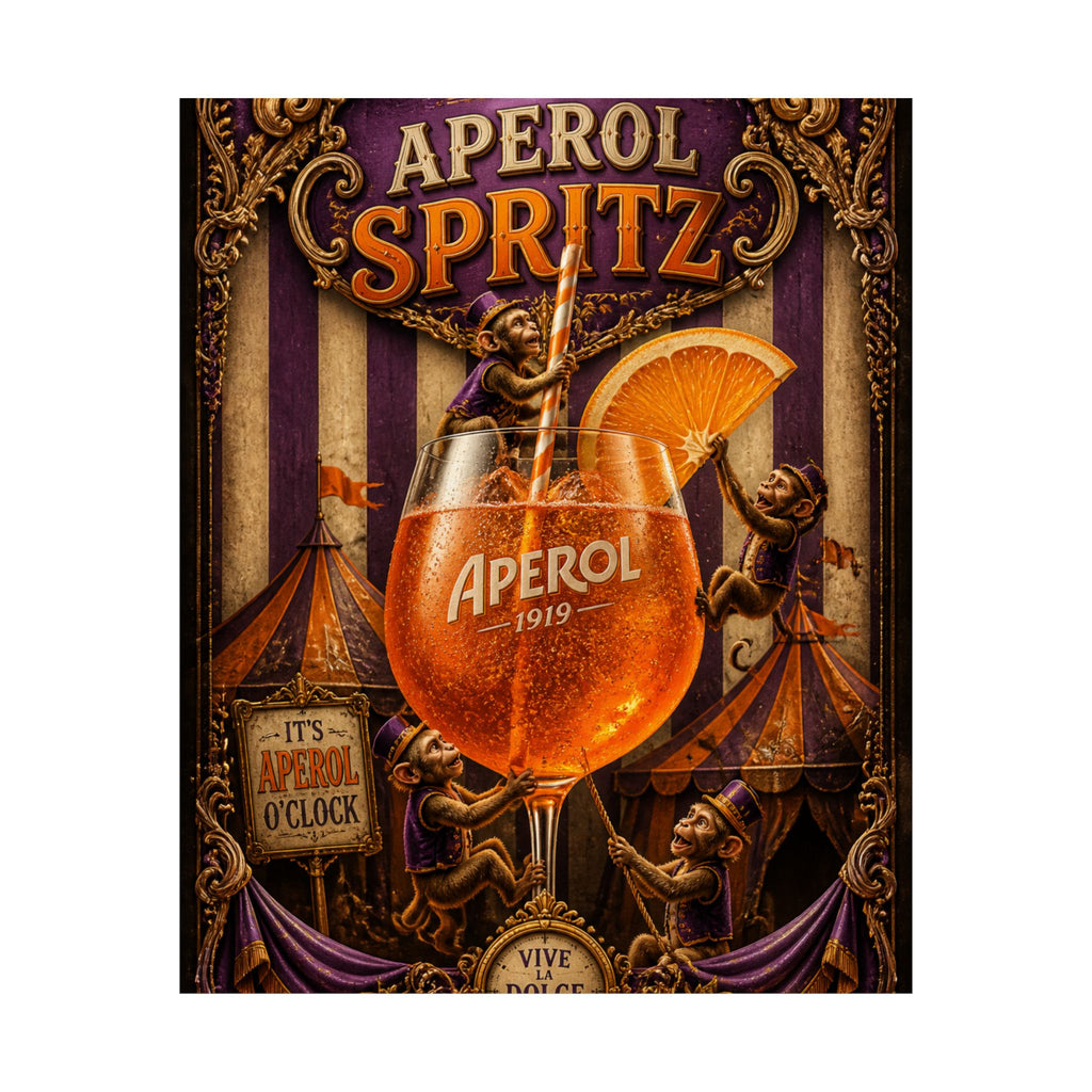 Aperol Spritz Monkeys Wall Art Poster 24×36 Baroque Studio Decor Maximalist Print