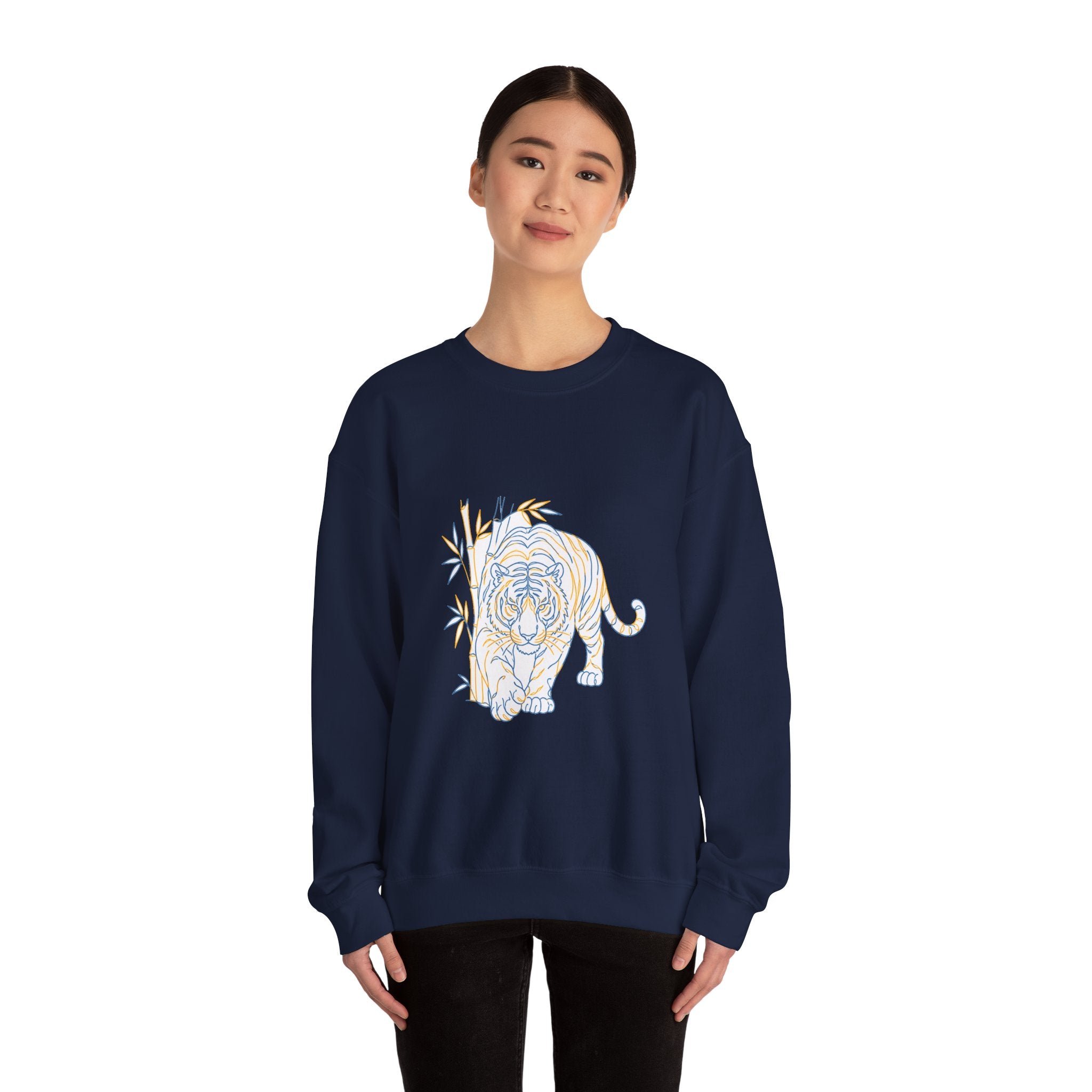 Matching Couple Sweatshirt - Tiger & Crane Matching Couple Premium Fleece Sweatshirt Minimalist Art His Hers Christmas Gift - Design A