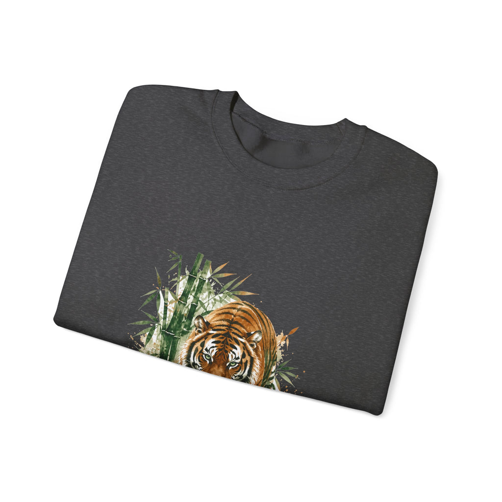Matching Couple Sweatshirt - Tiger & Crane Matching Couple Premium Fleece Sweatshirt Watercolor Art His Hers Birthday Gift - Design A