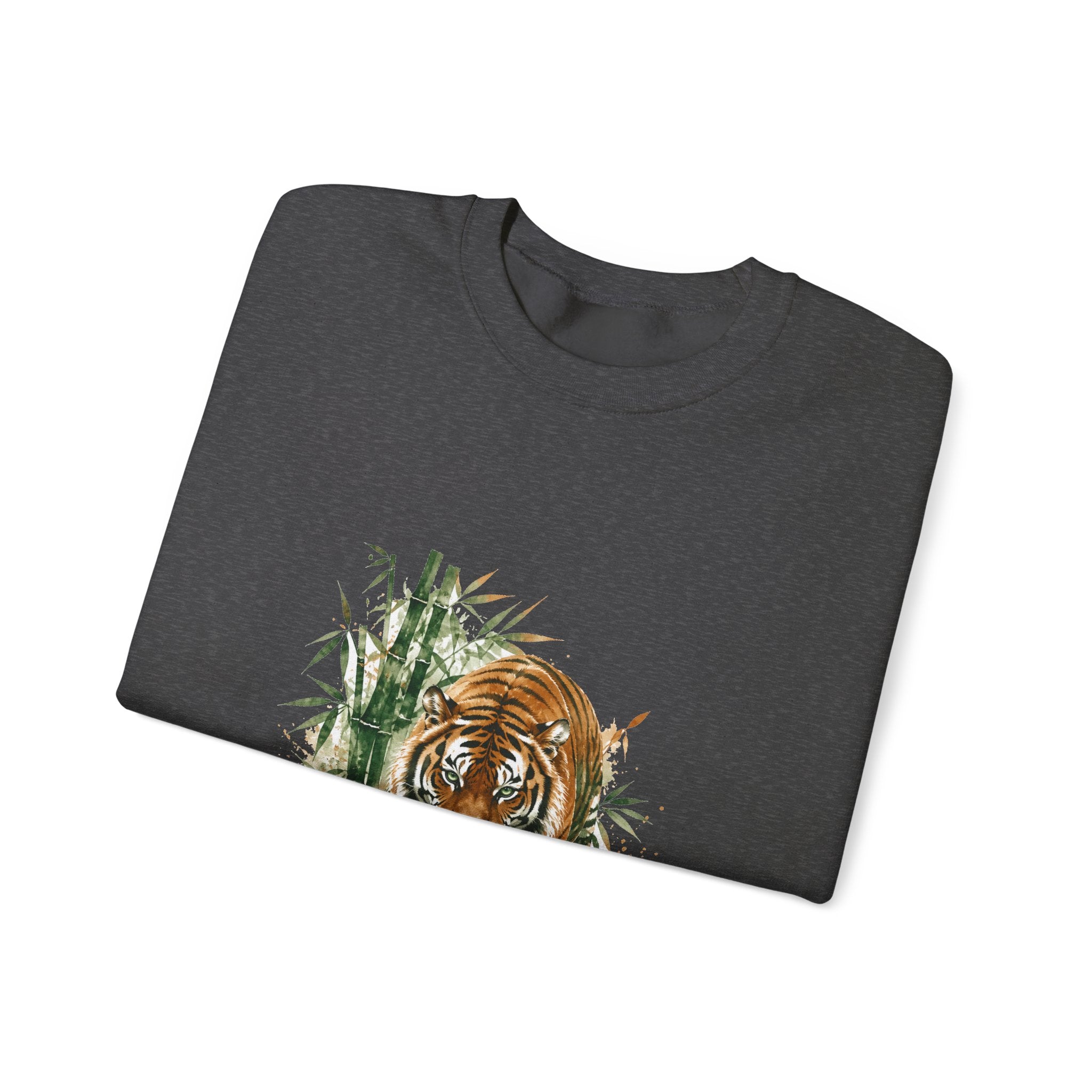 Matching Couple Sweatshirt - Tiger & Crane Matching Couple Premium Fleece Sweatshirt Watercolor Art His Hers Birthday Gift - Design A
