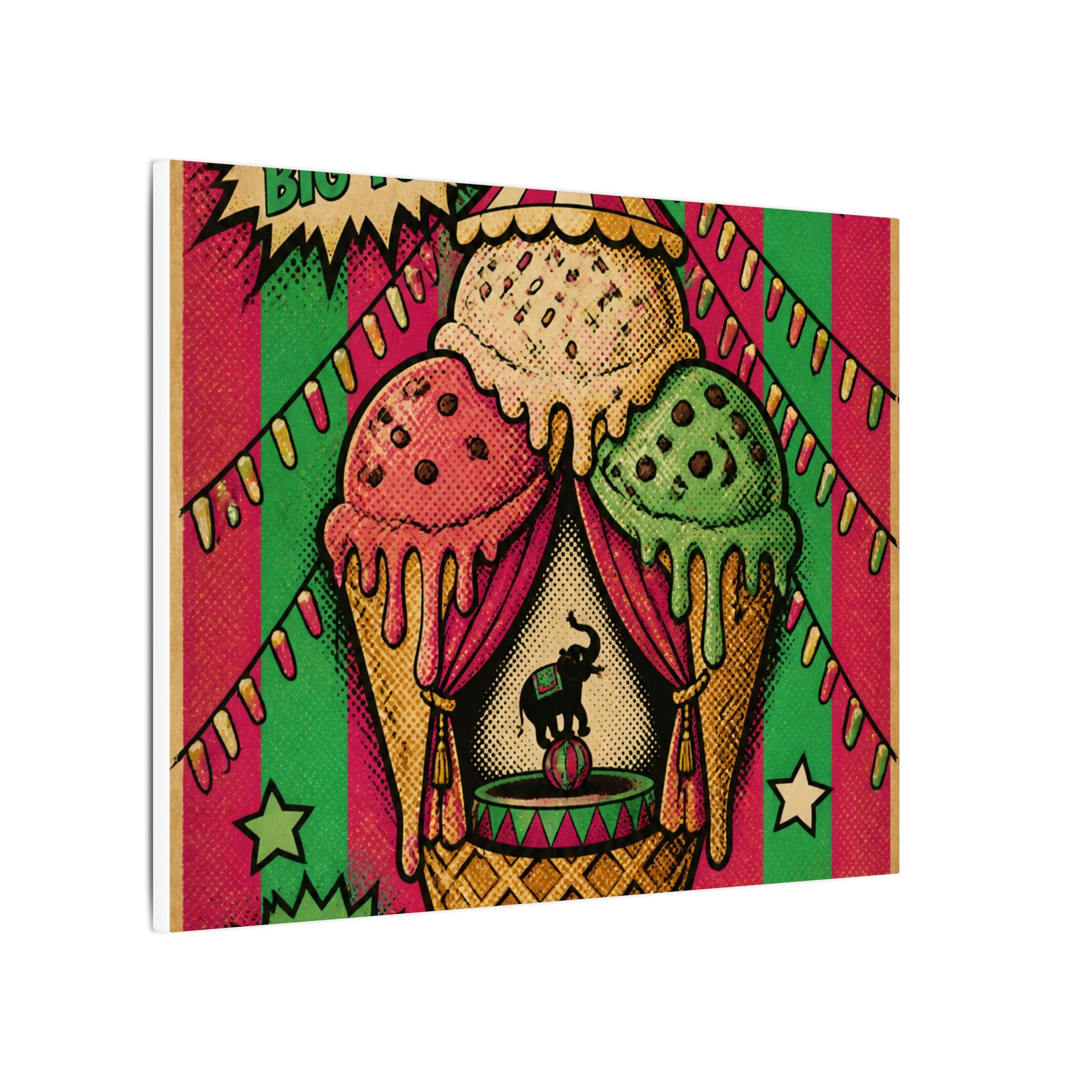 Ice Cream Cone Circus Tent Wall Art Canvas 16×20 Pop Art Living Room Decor Maximalist Print