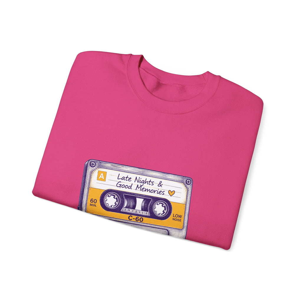 Matching Couple Sweatshirt - Vinyl & Cassette Matching Couple Premium Fleece Sweatshirt Hand-Drawn Art His Hers Anniversary Gift - Design B