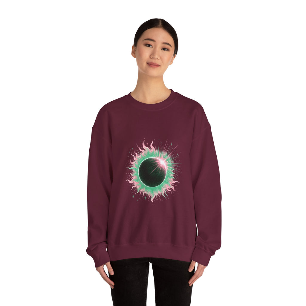 Matching Couple Sweatshirt - Solar & Lunar Eclipse Matching Couple Crewneck Sweatshirt Hand-Drawn Art His Hers Best Friend Gift - Design A
