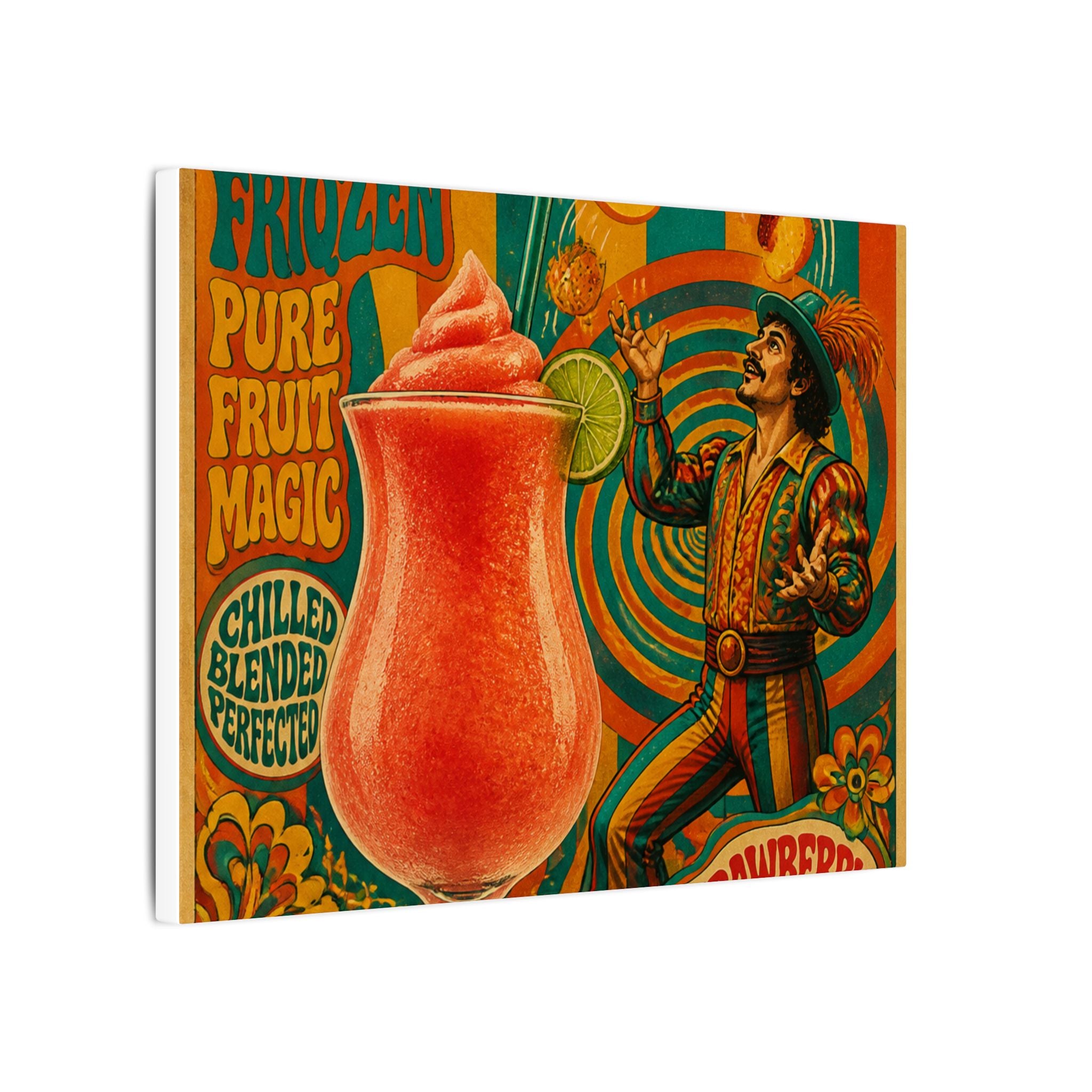 Daiquiri Fruit Juggler Wall Art Canvas 16×20 Psychedelic Cafe Decor Maximalist Print