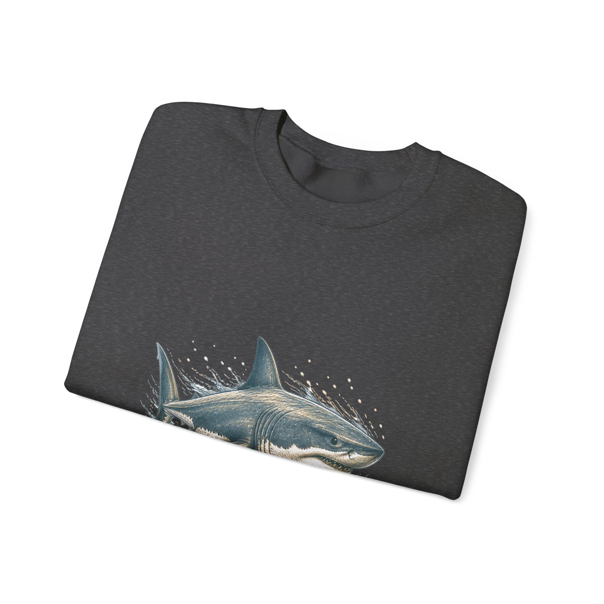 Matching Couple Sweatshirt - Shark & Dolphin Matching Couple Premium Fleece Sweatshirt Hand-Drawn Art His Hers Anniversary Gift - Design A
