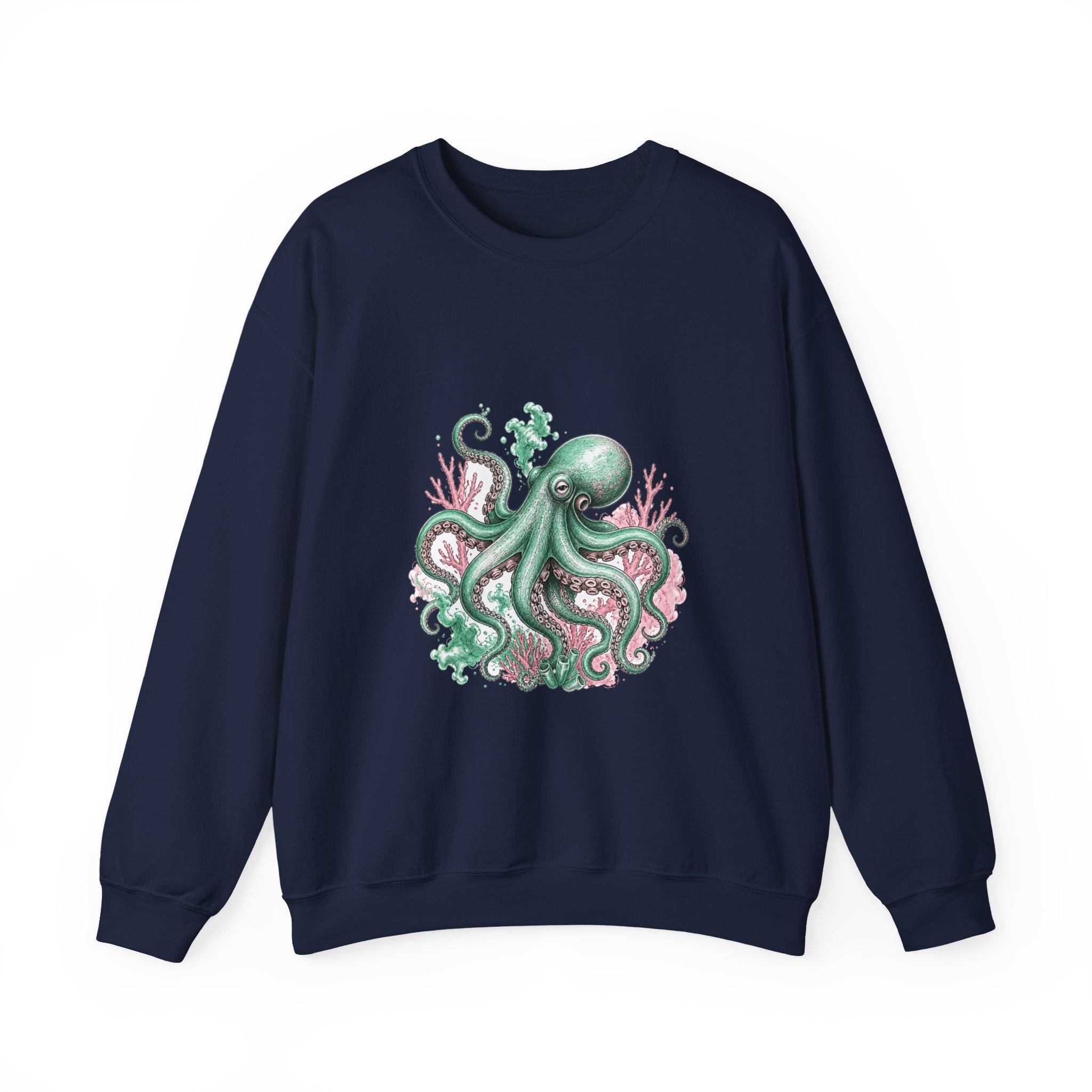 Matching Couple Sweatshirt - Octopus & Jellyfish Matching Couple Premium Fleece Sweatshirt Hand-Drawn Art His Hers Anniversary Gift - Design A