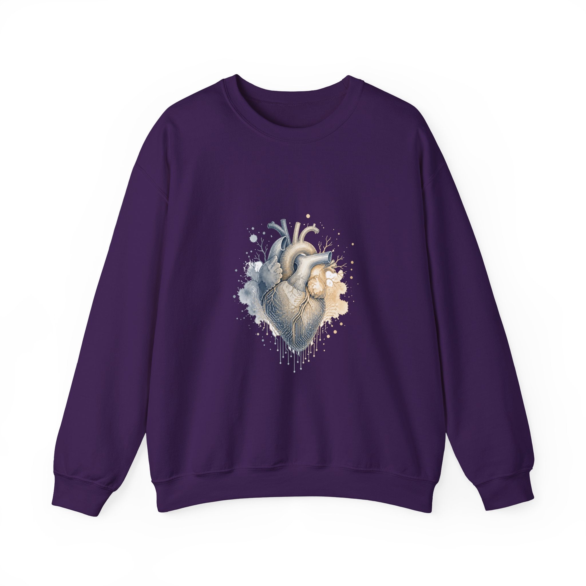 Matching Couple Sweatshirt - Robot & Heart Matching Couple Comfort Colors Crew Watercolor Art His Hers Birthday Gift - Design B