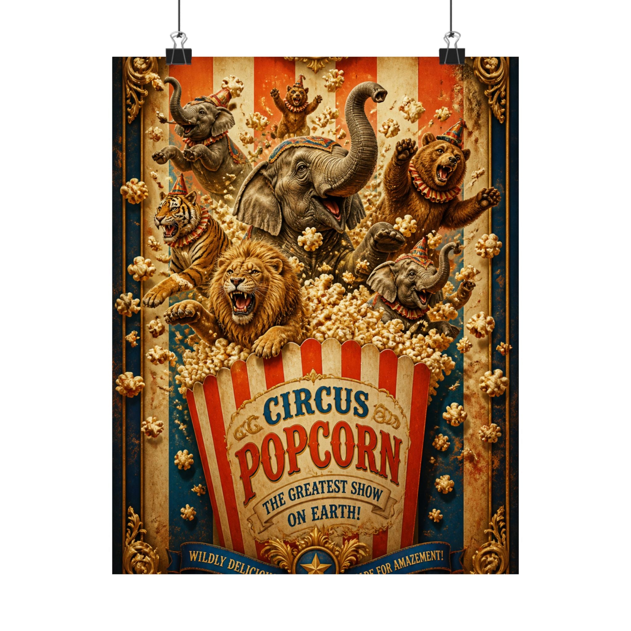 Popcorn Box Animals Wall Art Poster 18×24 Baroque Home Office Decor Maximalist Print