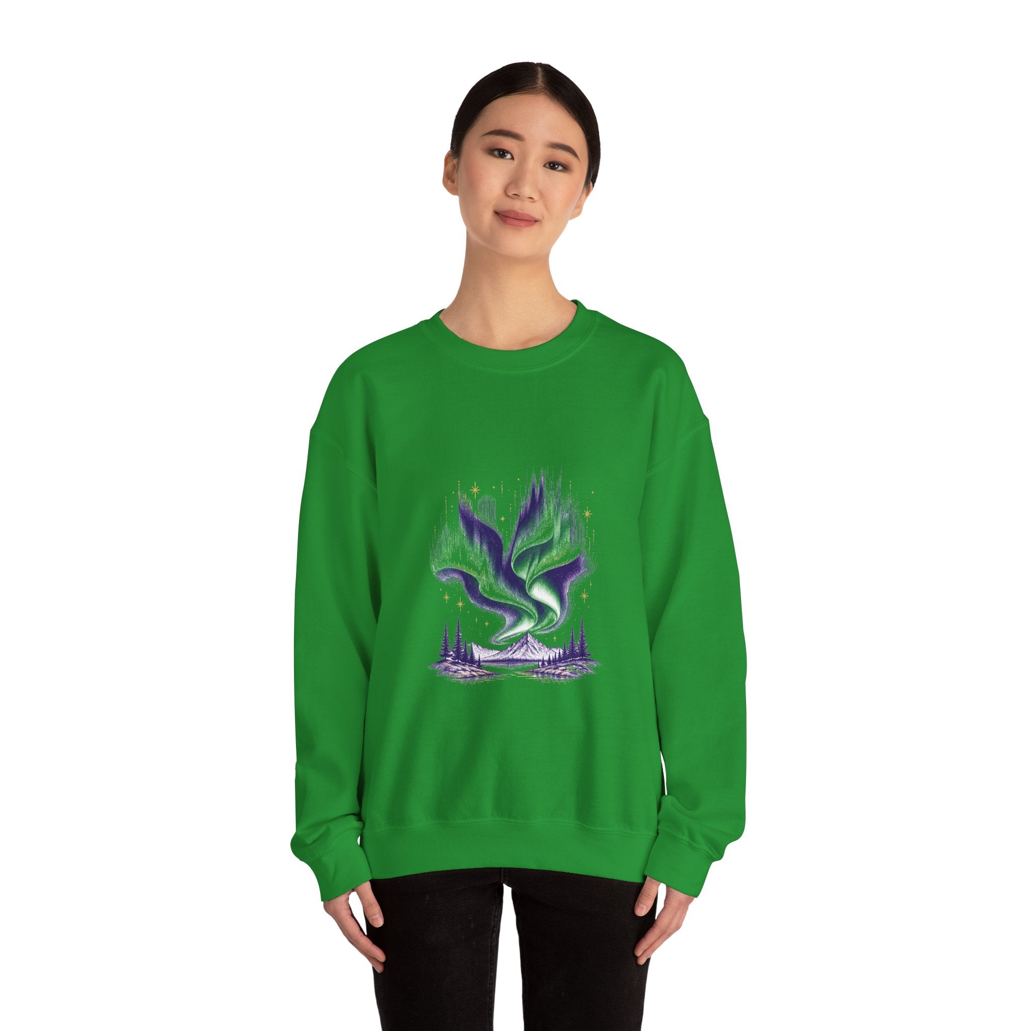 Matching Couple Sweatshirt - Aurora & Southern Cross Matching Couple Premium Fleece Sweatshirt Hand-Drawn Art His Hers Anniversary Gift - Design A