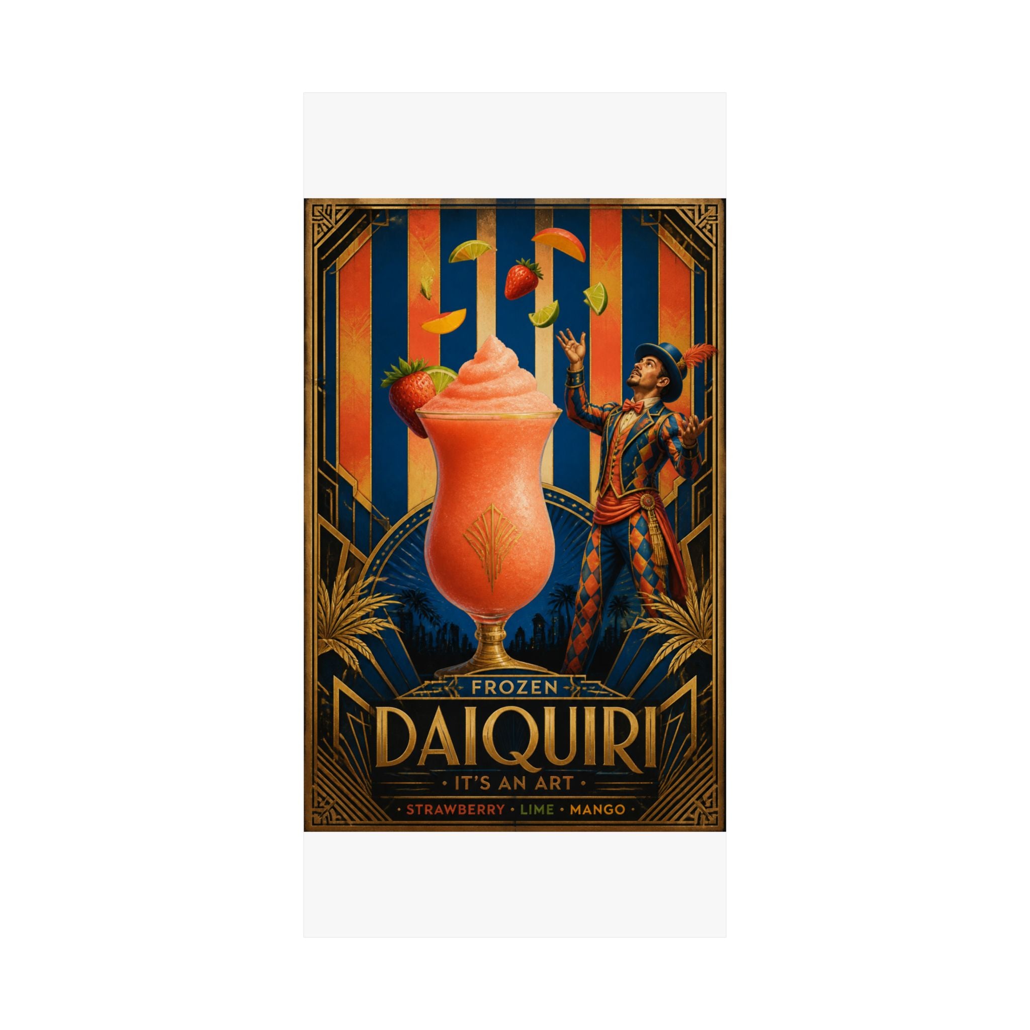 Daiquiri Fruit Juggler Wall Art Poster 18×24 Art Deco Entryway Decor Maximalist Print