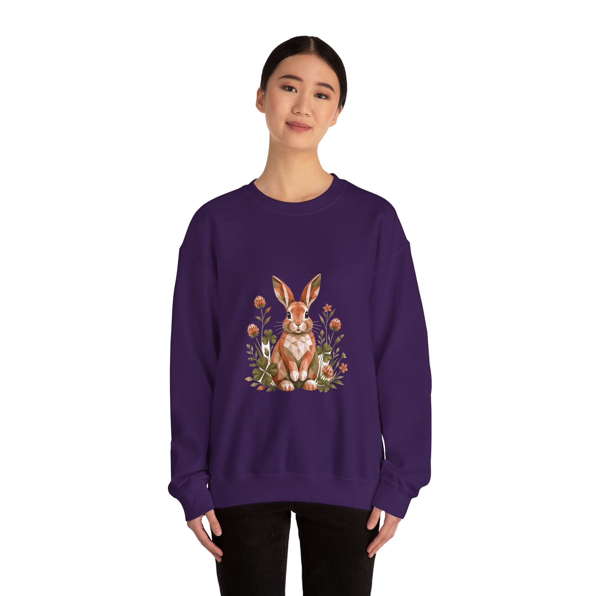 Matching Couple Sweatshirt - Fox & Rabbit Matching Couple Comfort Colors Crew Geometric Art His Hers Love Gift - Design B
