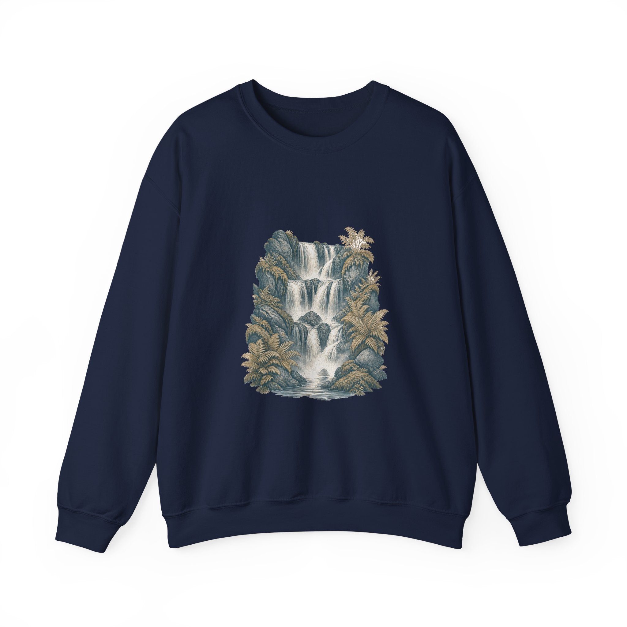 Matching Couple Sweatshirt - Wildfire & Waterfall Matching Couple Crewneck Sweatshirt Vintage Art His Hers Wedding Gift - Design B