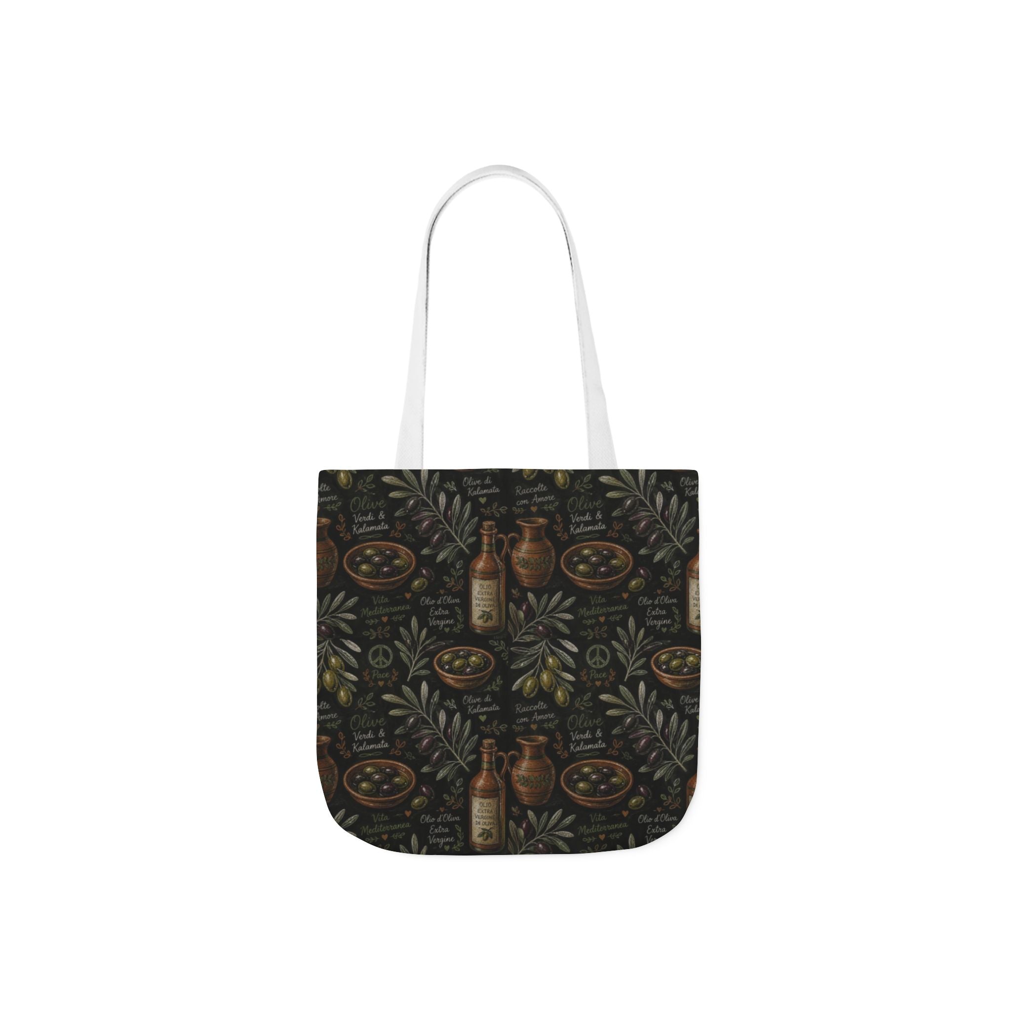 Olive Branches Canvas Tote Bag Mediterranean Kitchen Chalk Art Design Italian Cottagecore Gift