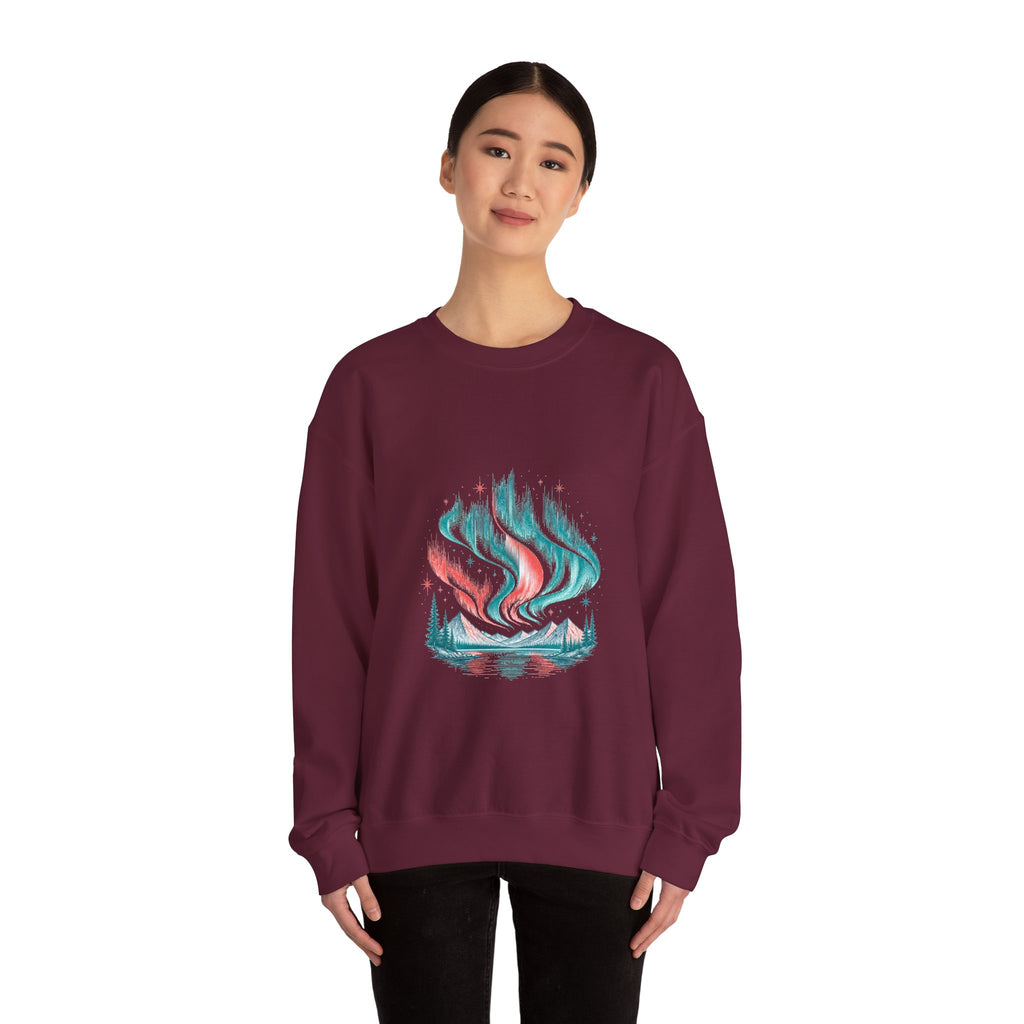 Matching Couple Sweatshirt - Aurora & Southern Cross Matching Couple Comfort Colors Crew Hand-Drawn Art His Hers Anniversary Gift - Design A