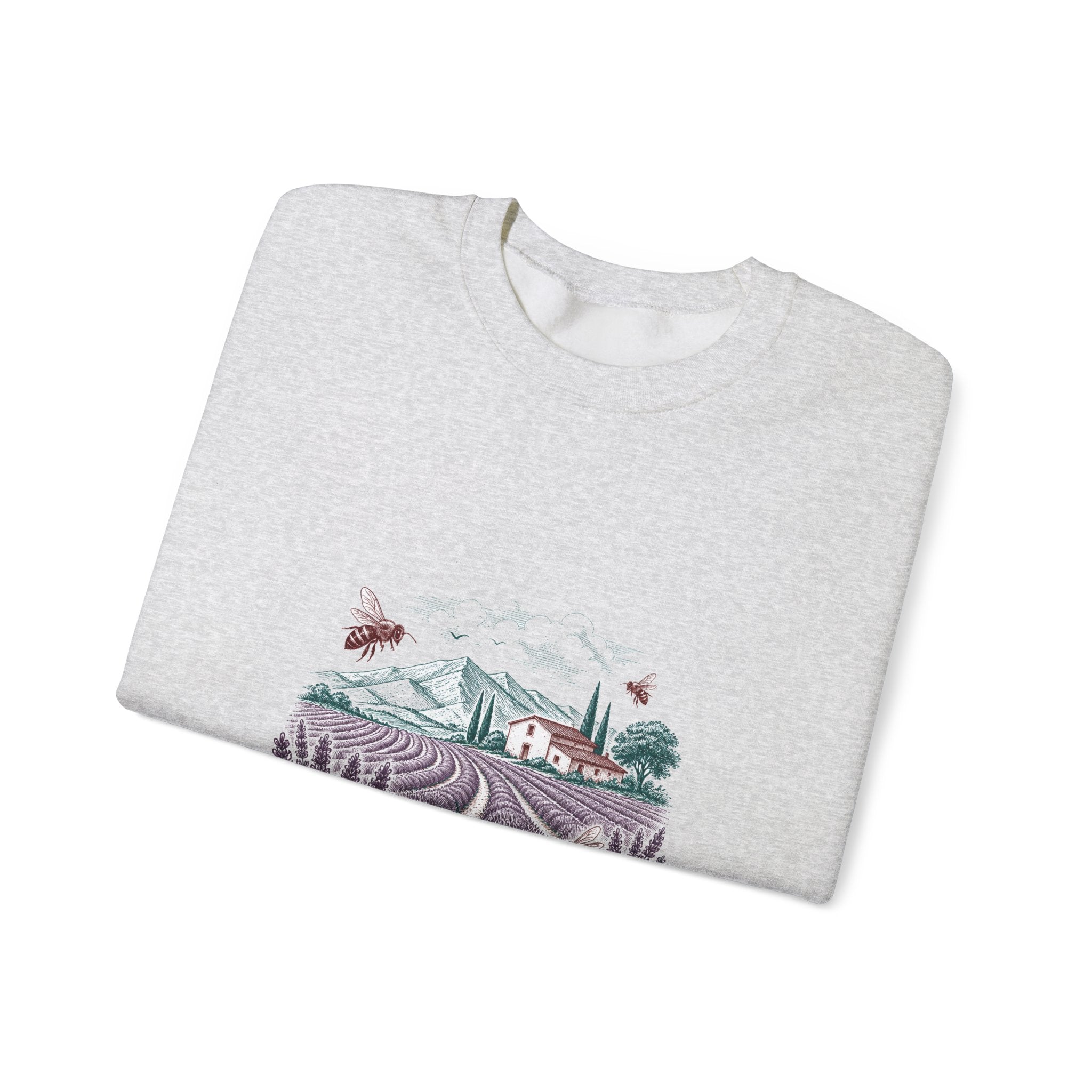 Matching Couple Sweatshirt - Lavender Fields & Canyon Matching Couple Crewneck Sweatshirt Hand-Drawn Art His Hers Best Friend Gift - Design A