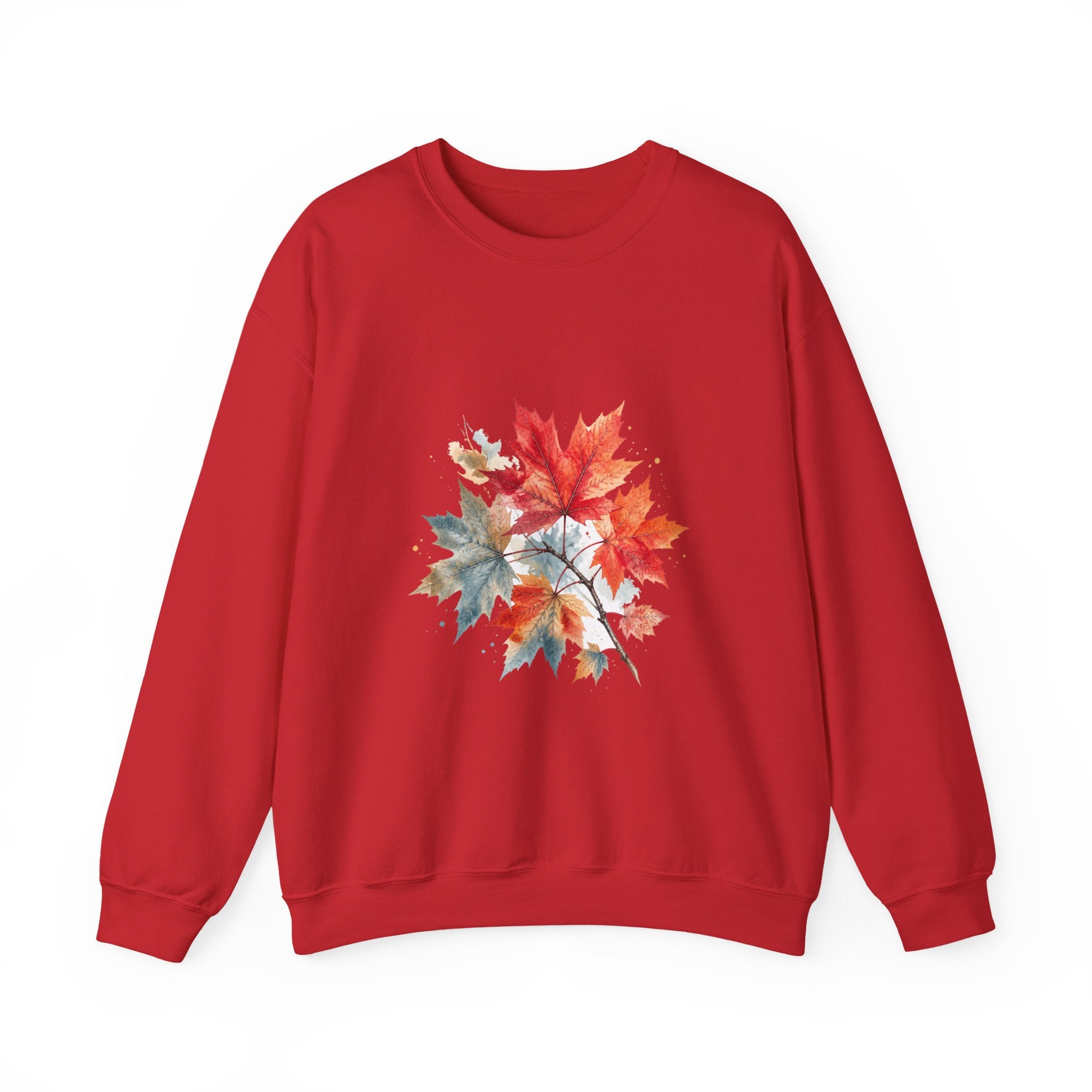 Matching Couple Sweatshirt - Cherry Blossom & Maple Leaf Matching Couple Crewneck Sweatshirt Watercolor Art His Hers Engagement Gift - Design B