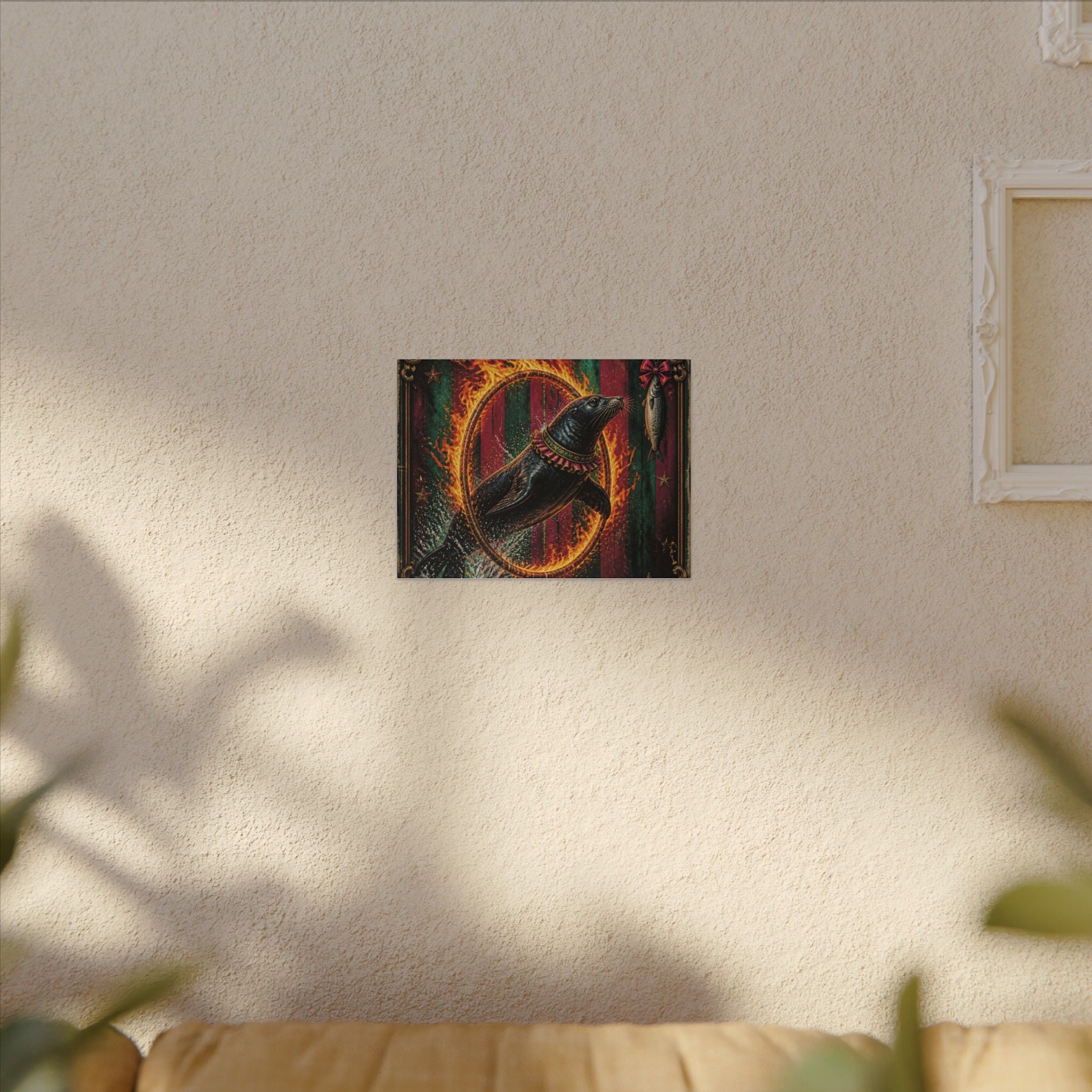 Seal Fire Hoop Wall Art Canvas 16×20 Baroque Home Office Decor Maximalist Print