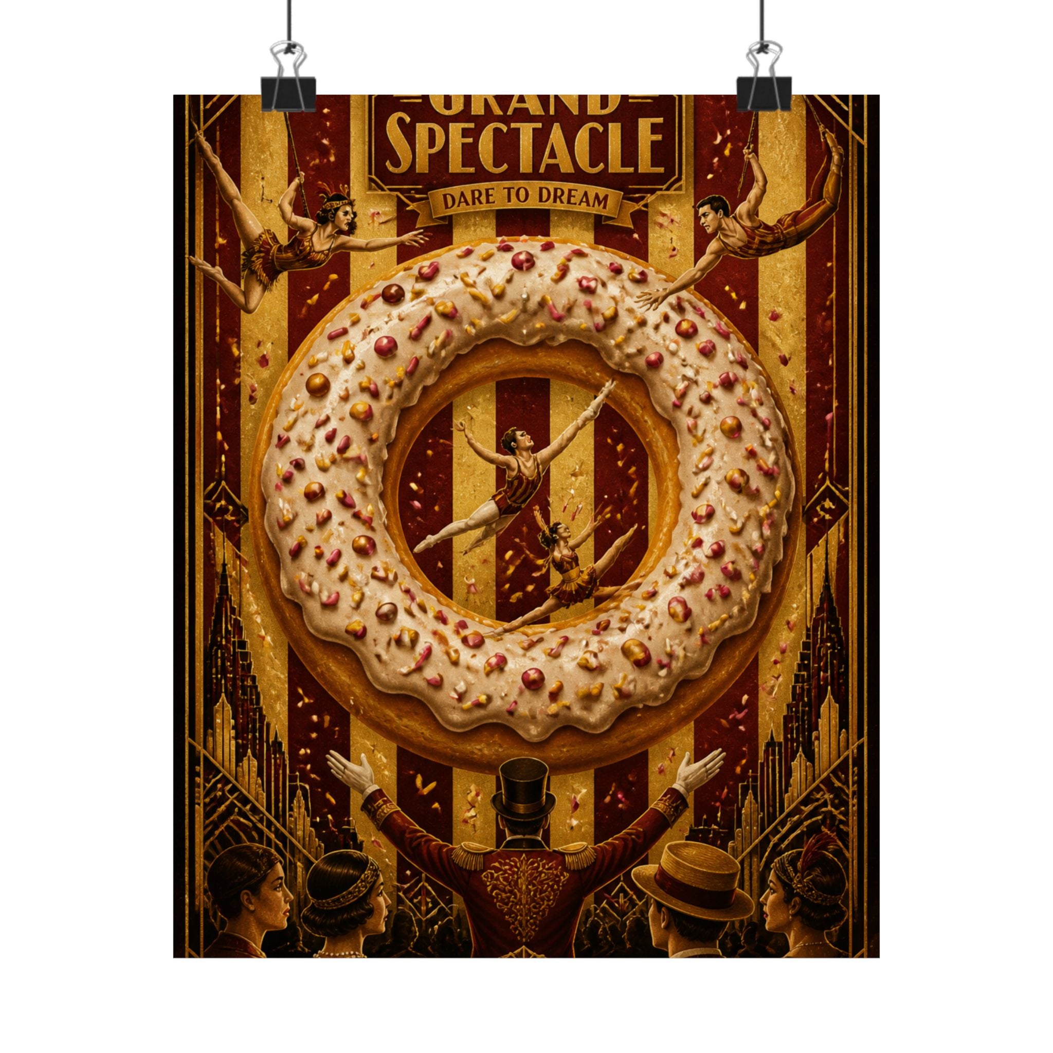 Donut Circus Ring Wall Art Poster 24×36 Art Deco Bar Area Decor Maximalist Print