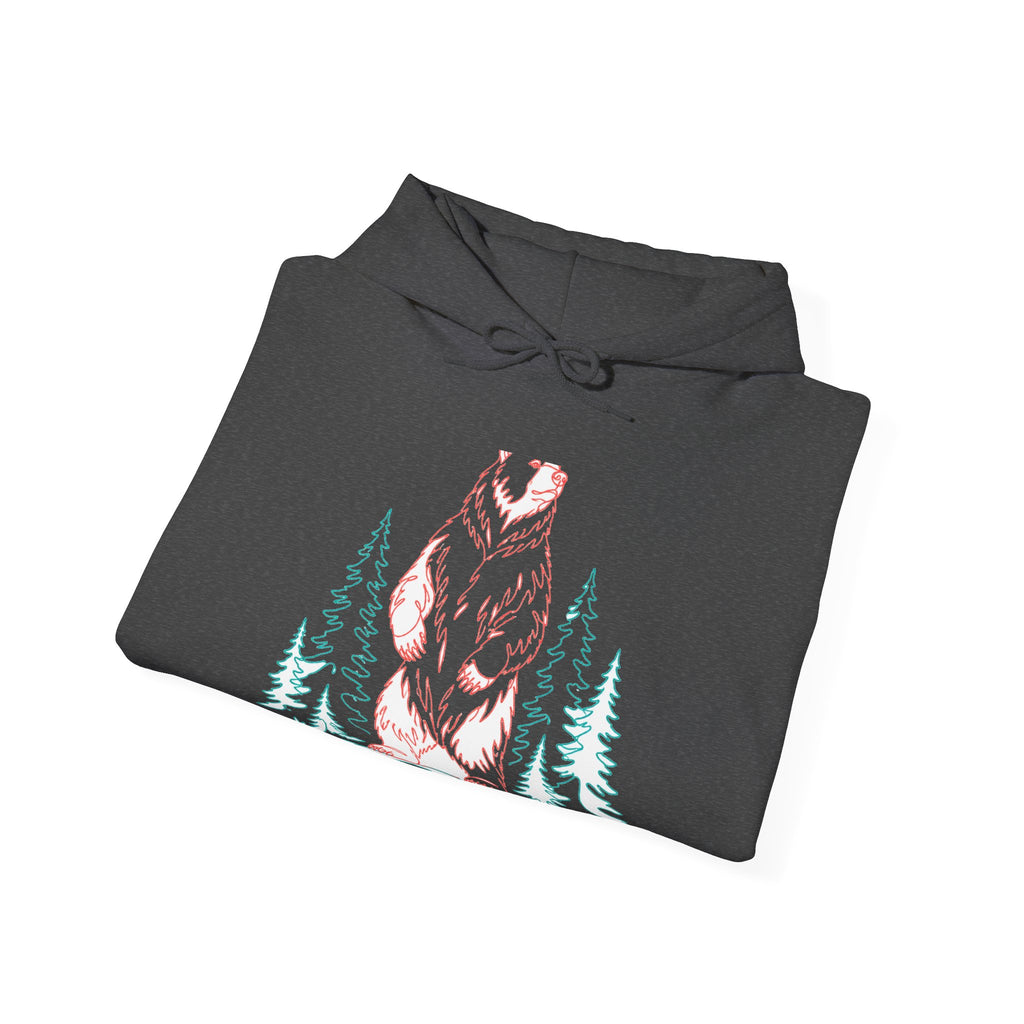 Matching Couple Sweatshirt - Bear & Deer Matching Couple Hooded Sweatshirt Minimalist Art His Hers Valentine Gift - Design A