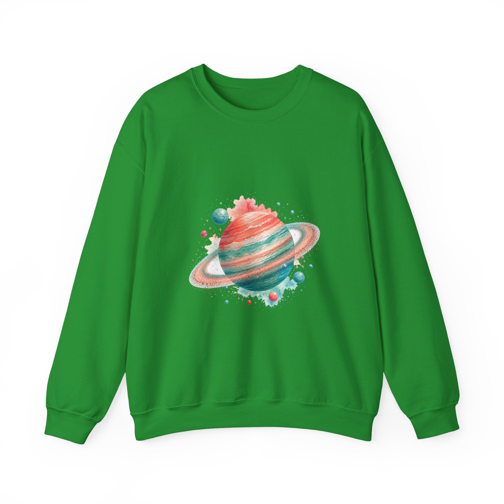 Matching Couple Sweatshirt - Astronaut & Planet Matching Couple Premium Fleece Sweatshirt Watercolor Art His Hers Birthday Gift - Design B